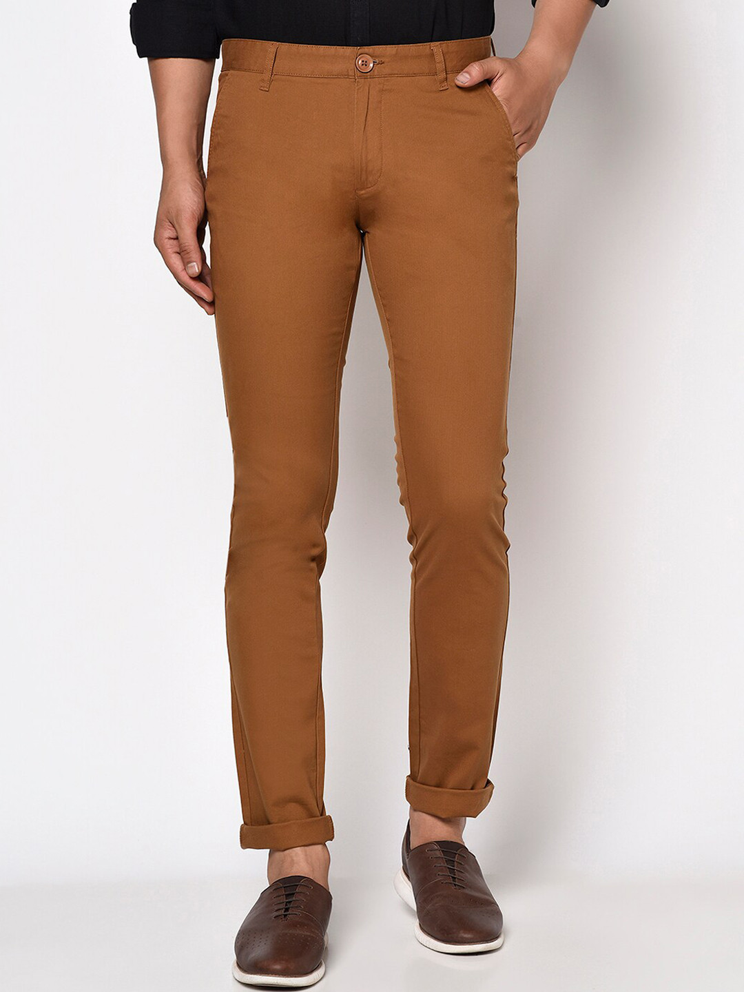 Octave Men Brown Chinos Trousers