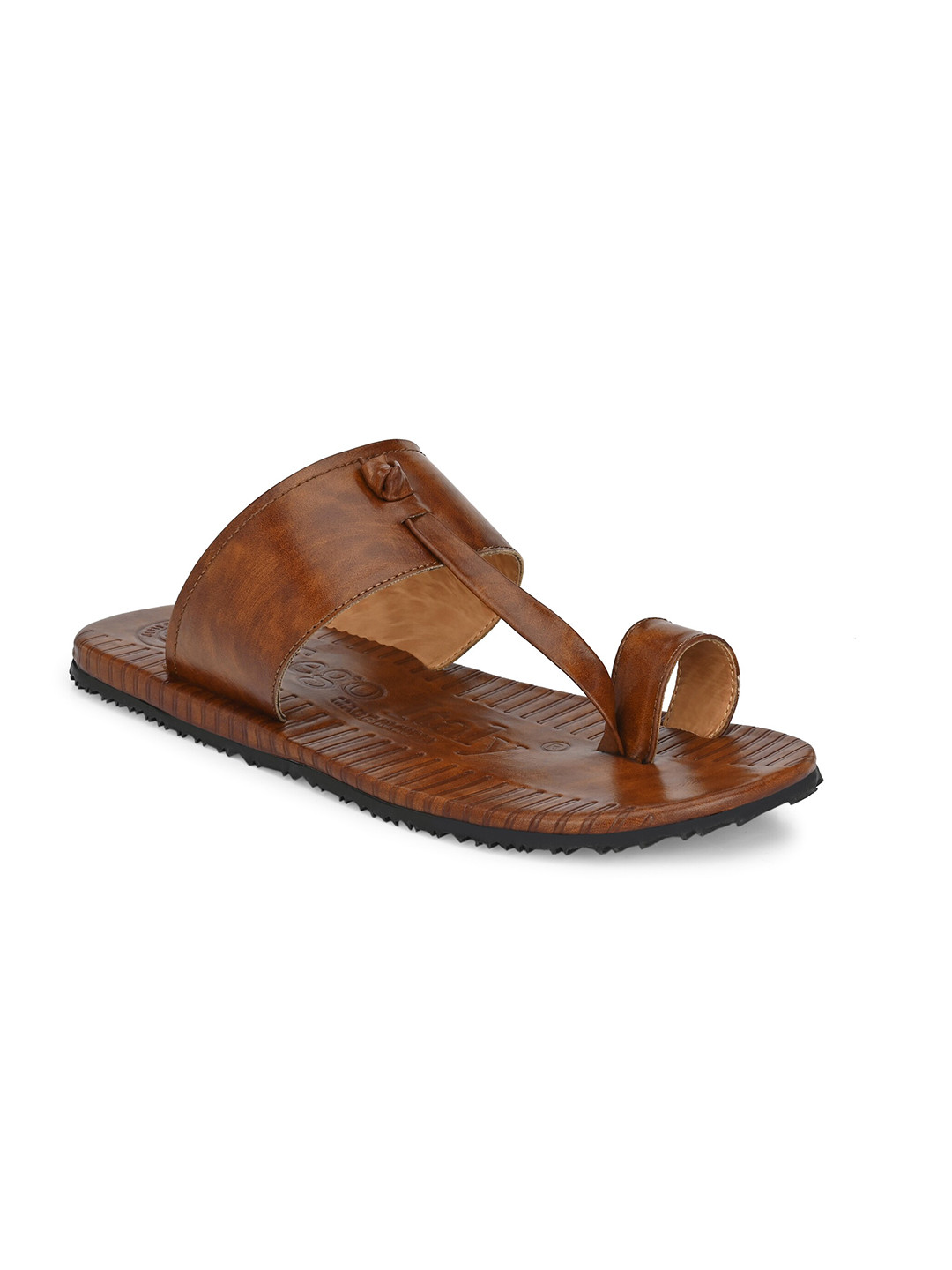 Eego Italy Men Tan Solid Round Toes One Toe Slippers