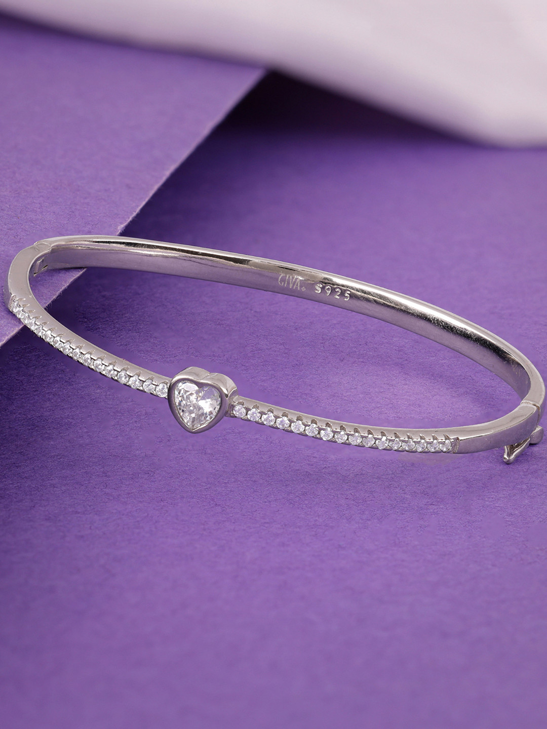 GIVA 925 Sterling Silver Rhodium Plated Aww So Cute Bangle Bracelet