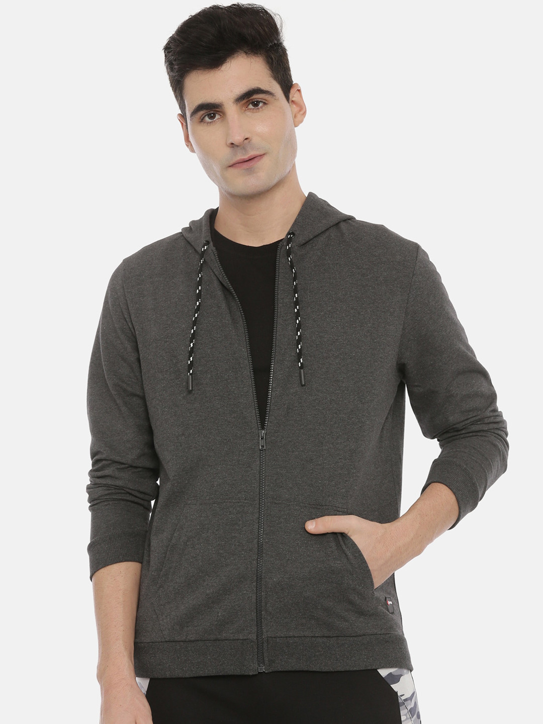 3PIN Men Grey Hooded Sweatshirt
