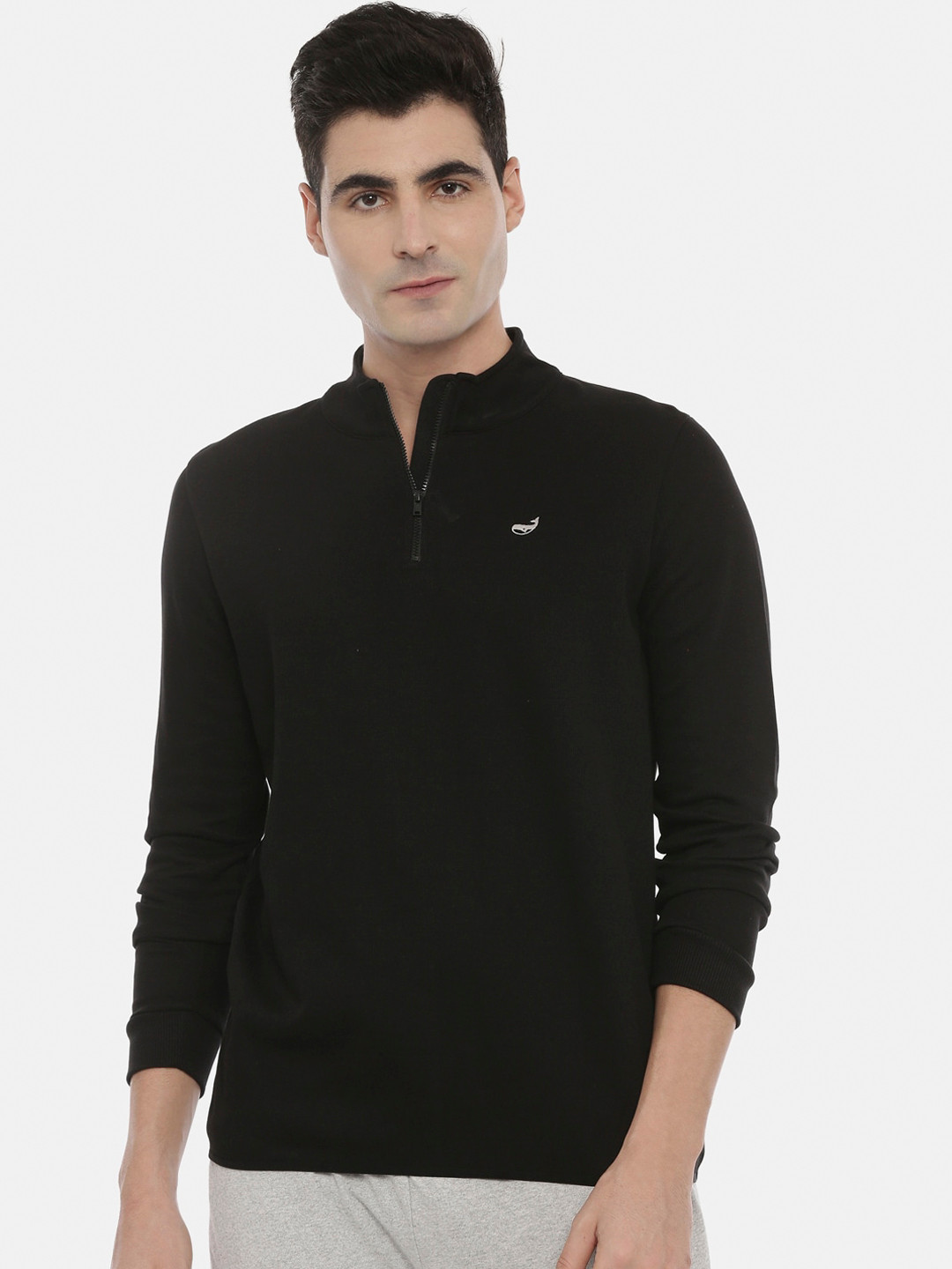 3PIN Men Solid Black Sweatshirt