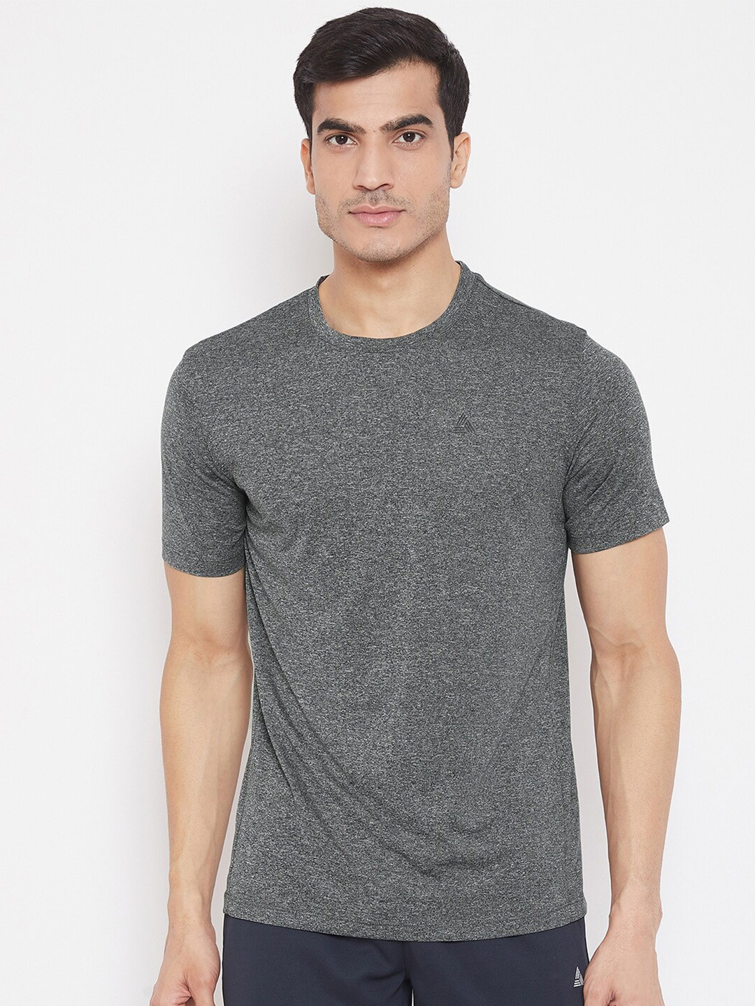 ATHLISIS Men Grey Melange Rapid Dry Running T-shirt