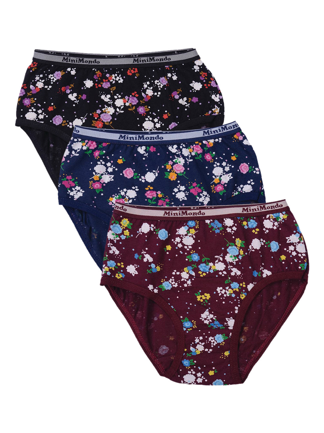 Zoom Minimondo Kids Pack Of 3 Assorted Cotton Hipster Briefs