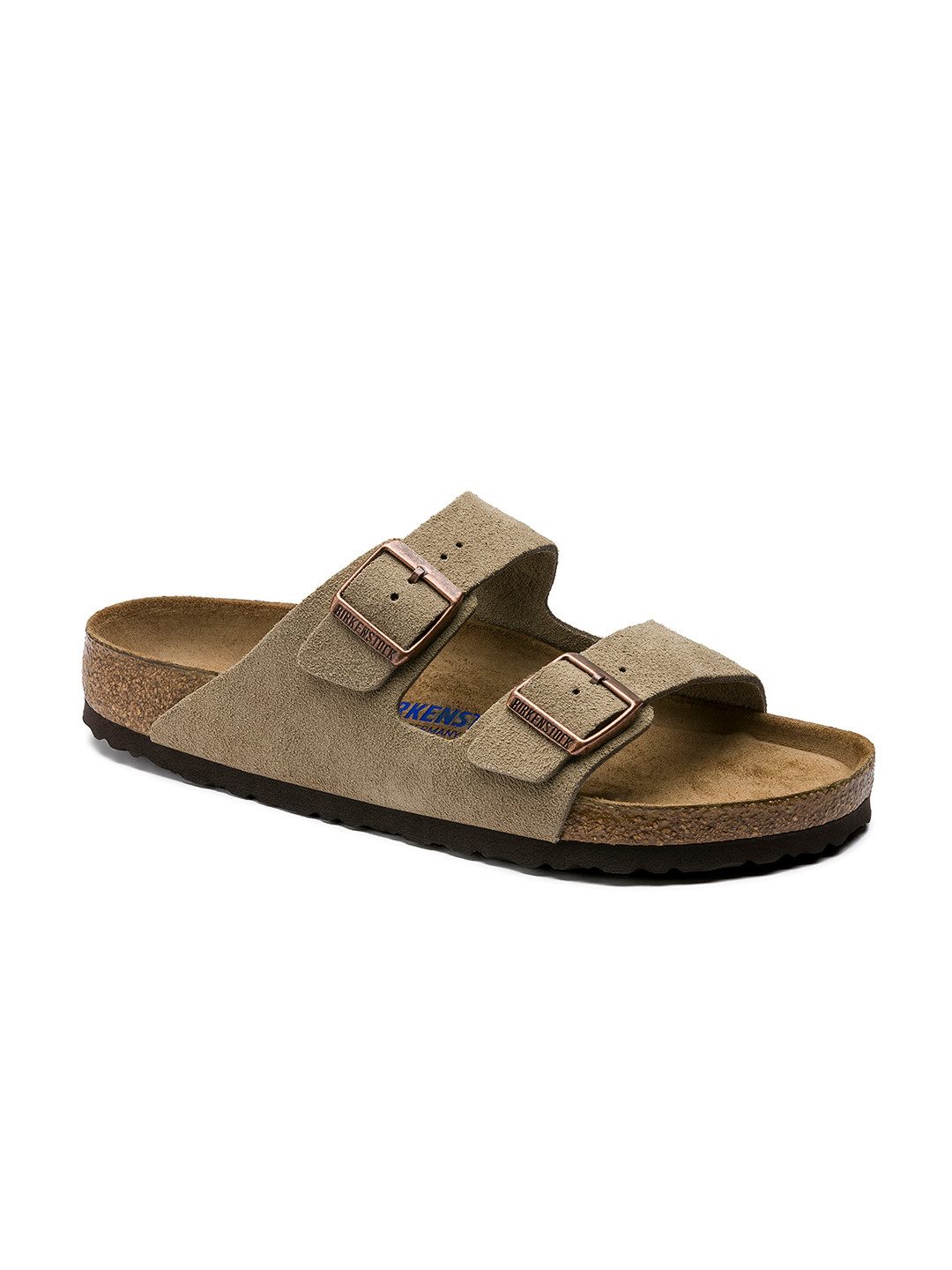 Birkenstock Arizona Soft Footbed Taupe Regular Width Suede Leather Two-Strap Sandals