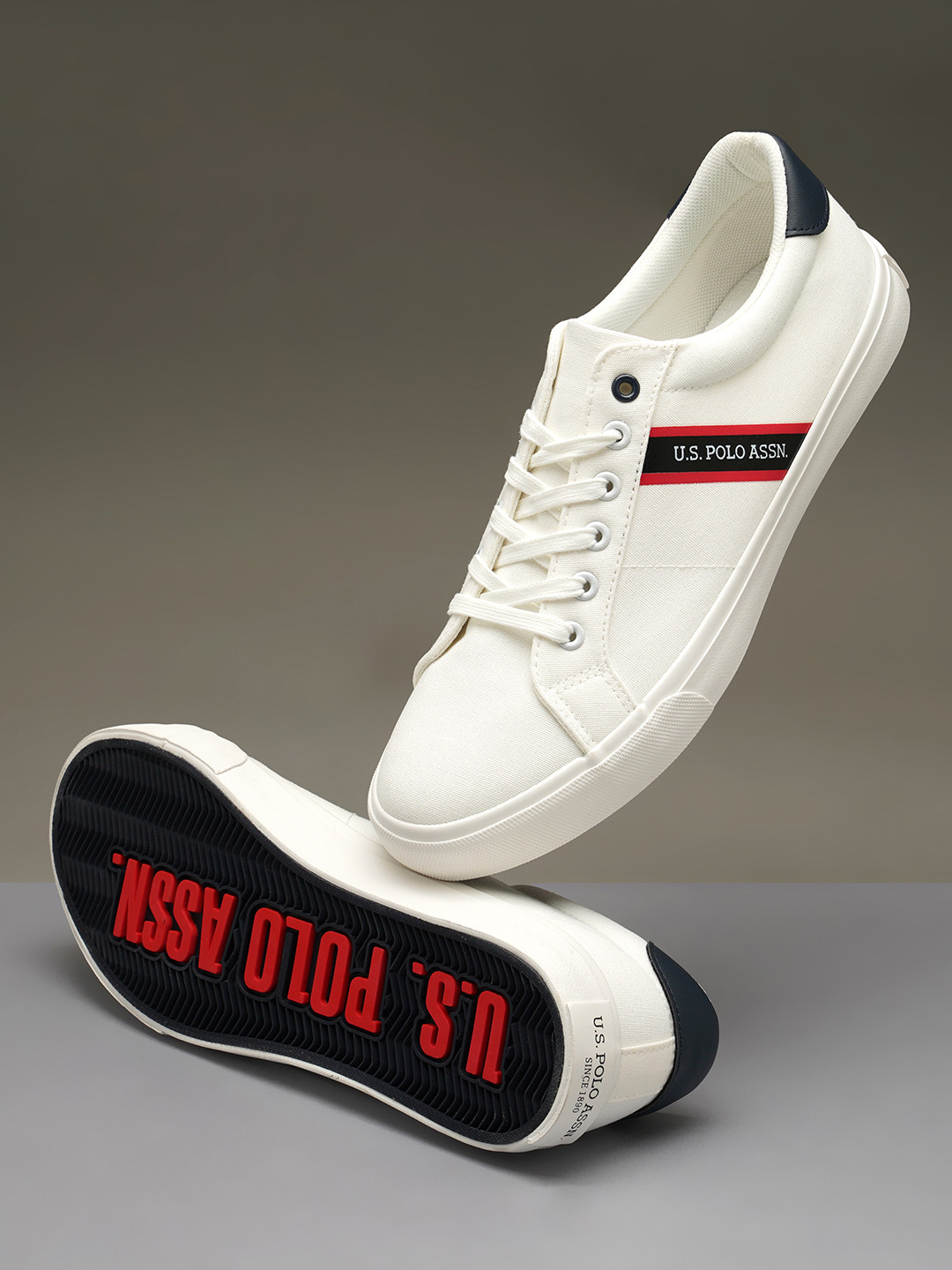 U S Polo Assn Men Off White Casual Sneakers