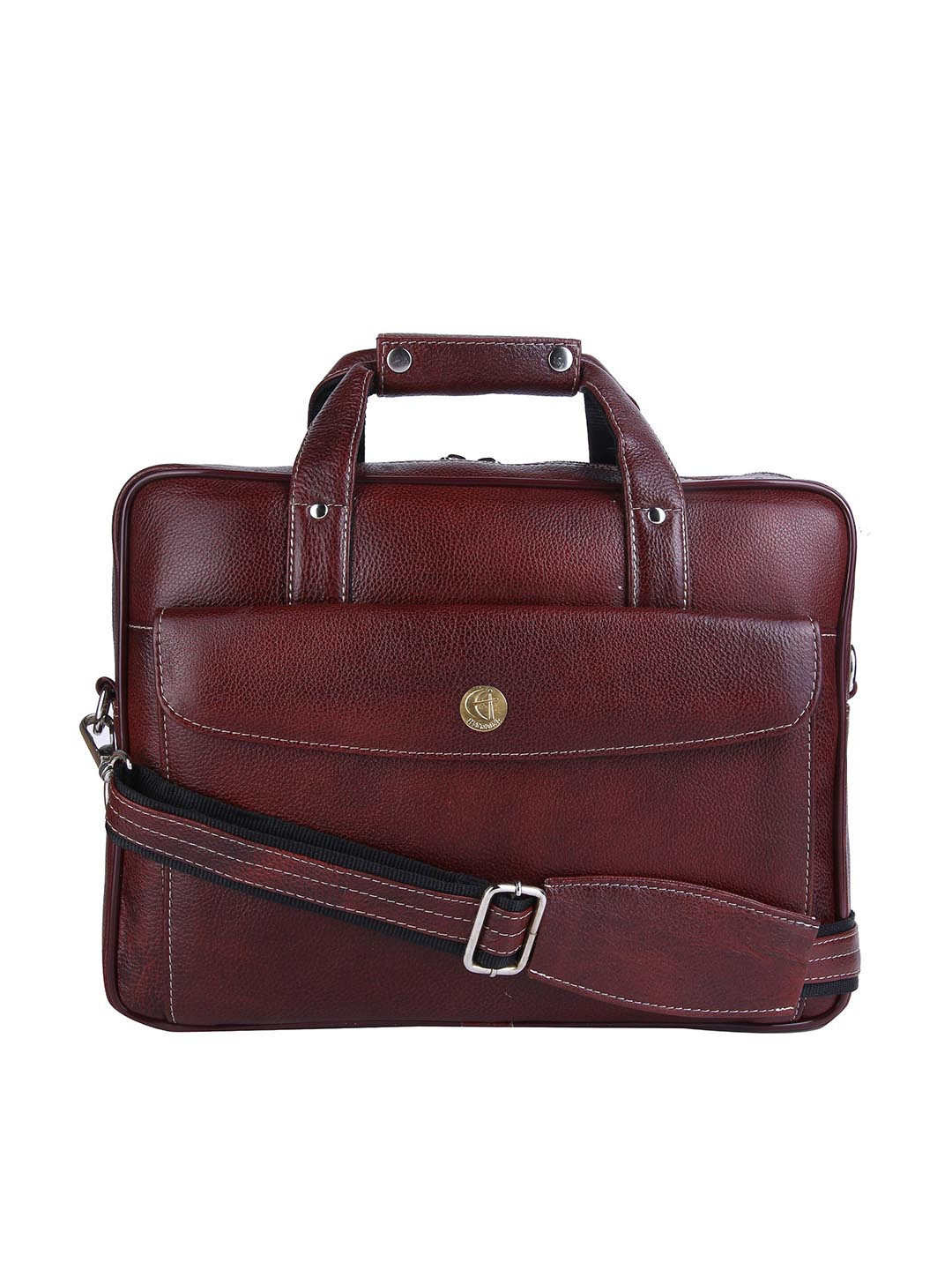 HiLEDER Unisex Pure Leather 14.5 Inch Briefcase Laptop Messenger Satchel Office Bag