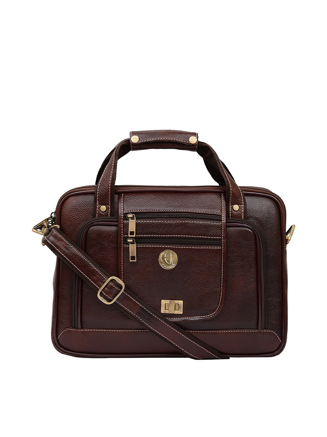 HiLEDER Unisex Textured Pure Leather 14 Inches Laptop Bag