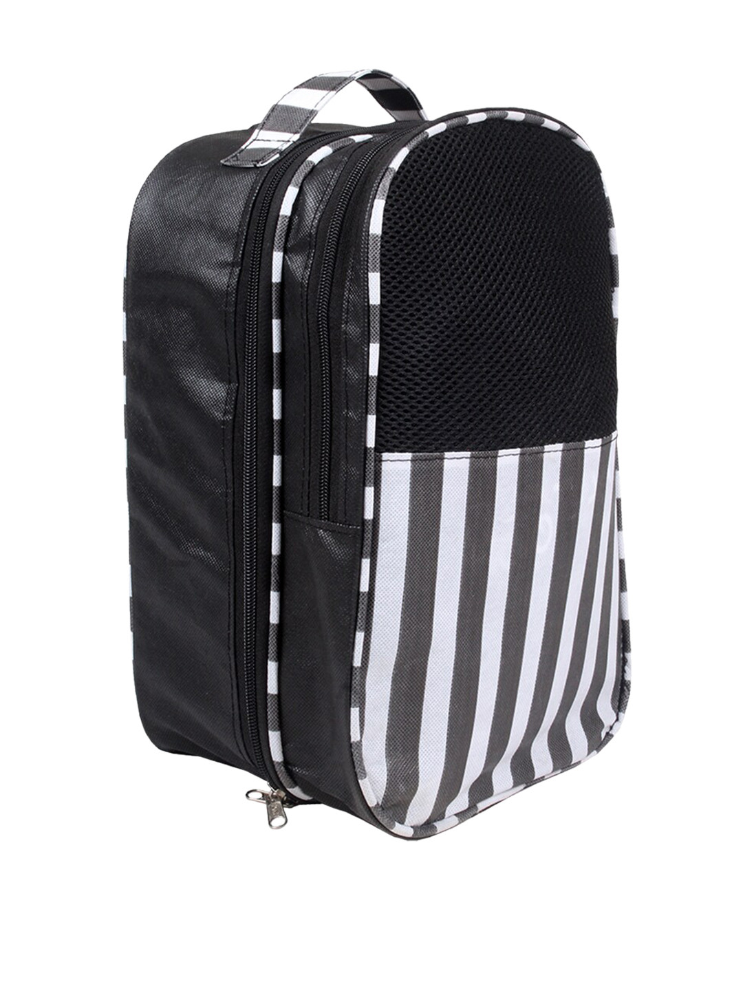 prettykrafts Black & White Striped Shoe Organiser