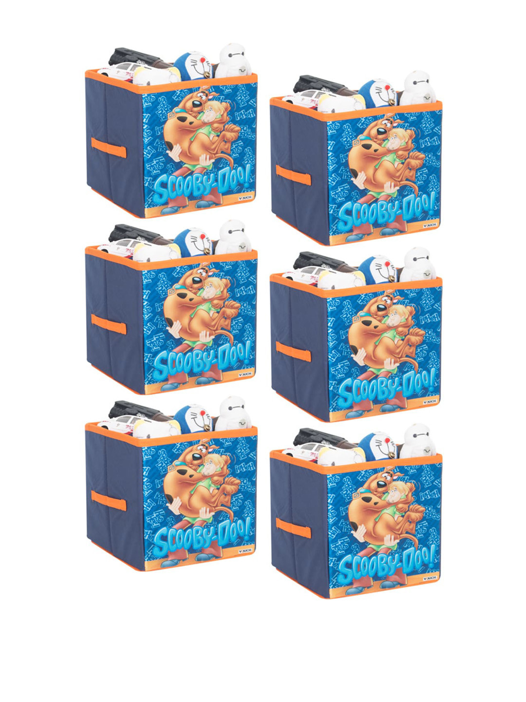 prettykrafts Set Of 6 Blue Scooby-Doo Printed Foldable Kids Toys Organizer Storage Box