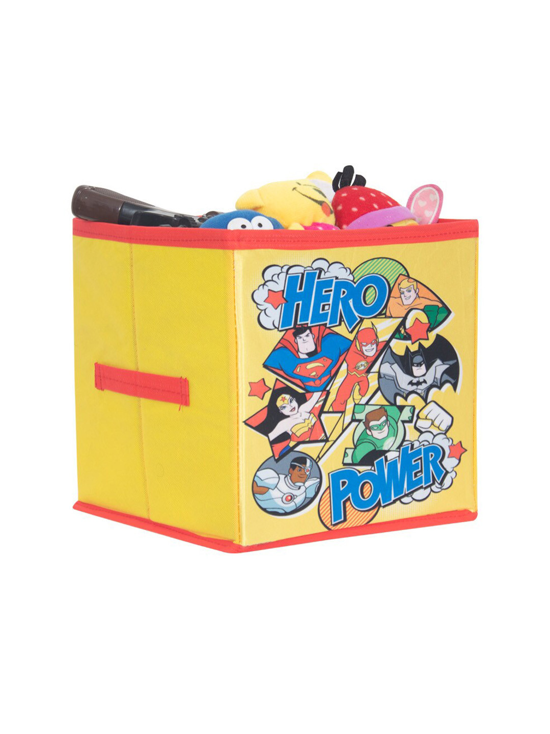prettykrafts Yellow DC Super Friends Printed Foldable Toys Organizer Storage Box