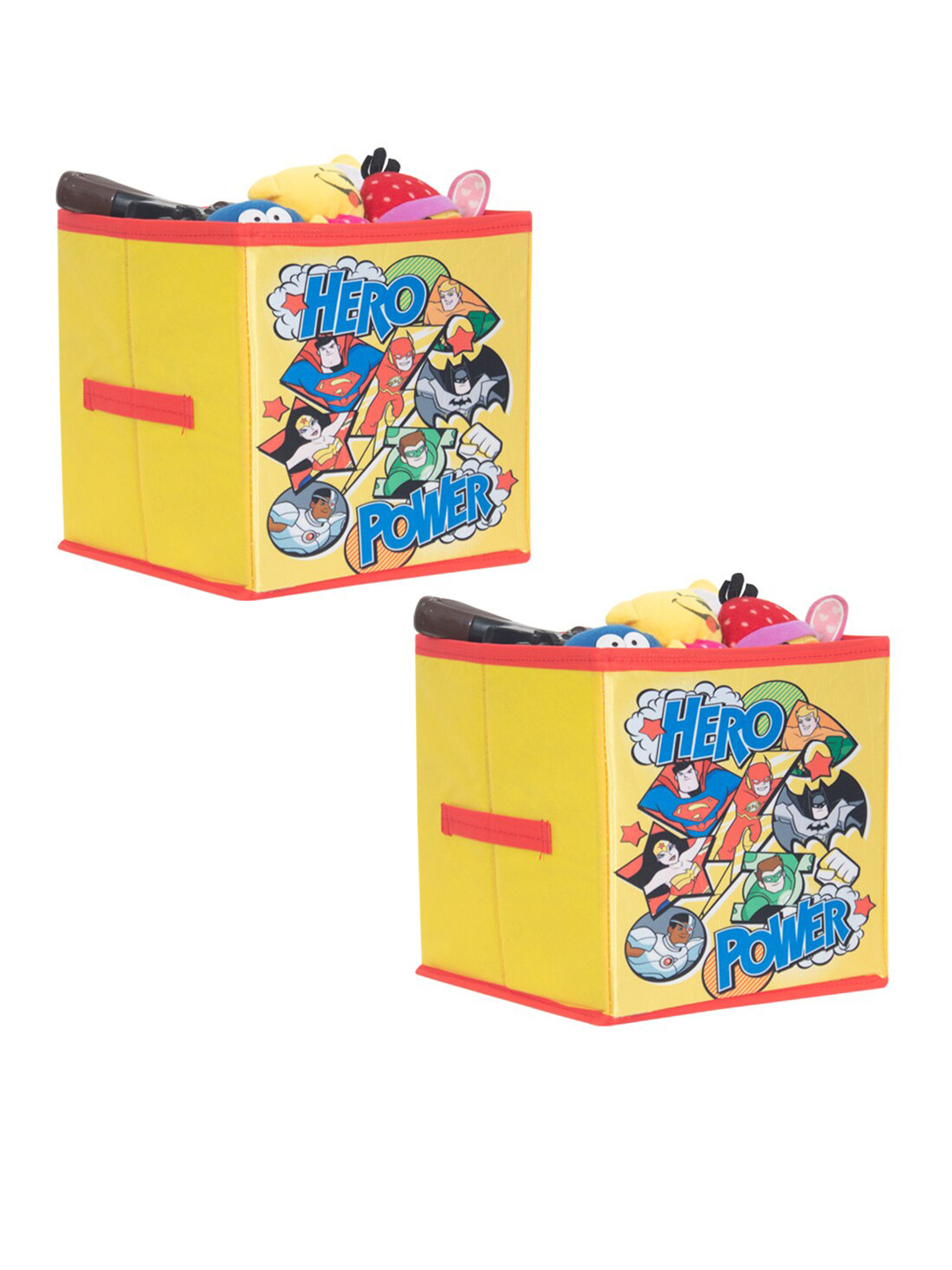 prettykrafts Yellow Set of 2 DC Super Friends Printed Foldable Toys Organizer Storage Box