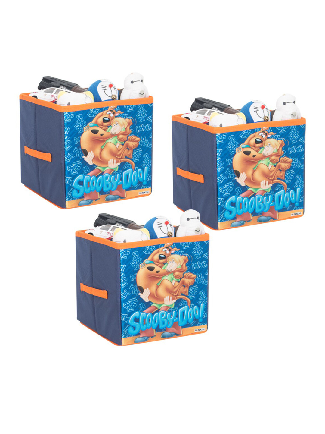 prettykrafts Set Of 3 Blue & Orange Scooby-Doo Printed Foldable Toys Organizer Storage Box