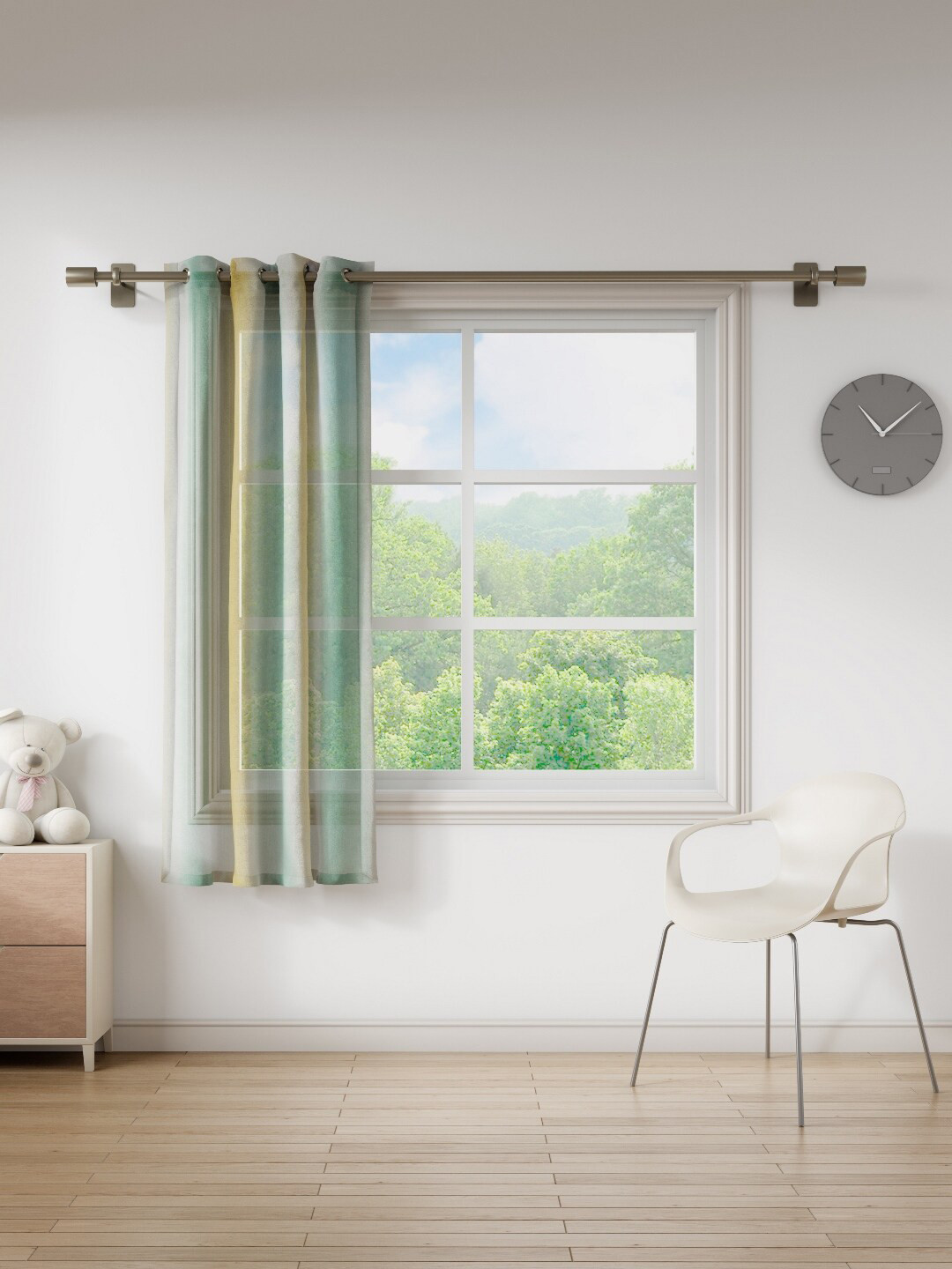 DDecor Turquoise Blue & White Striped Sheer Window Curtain