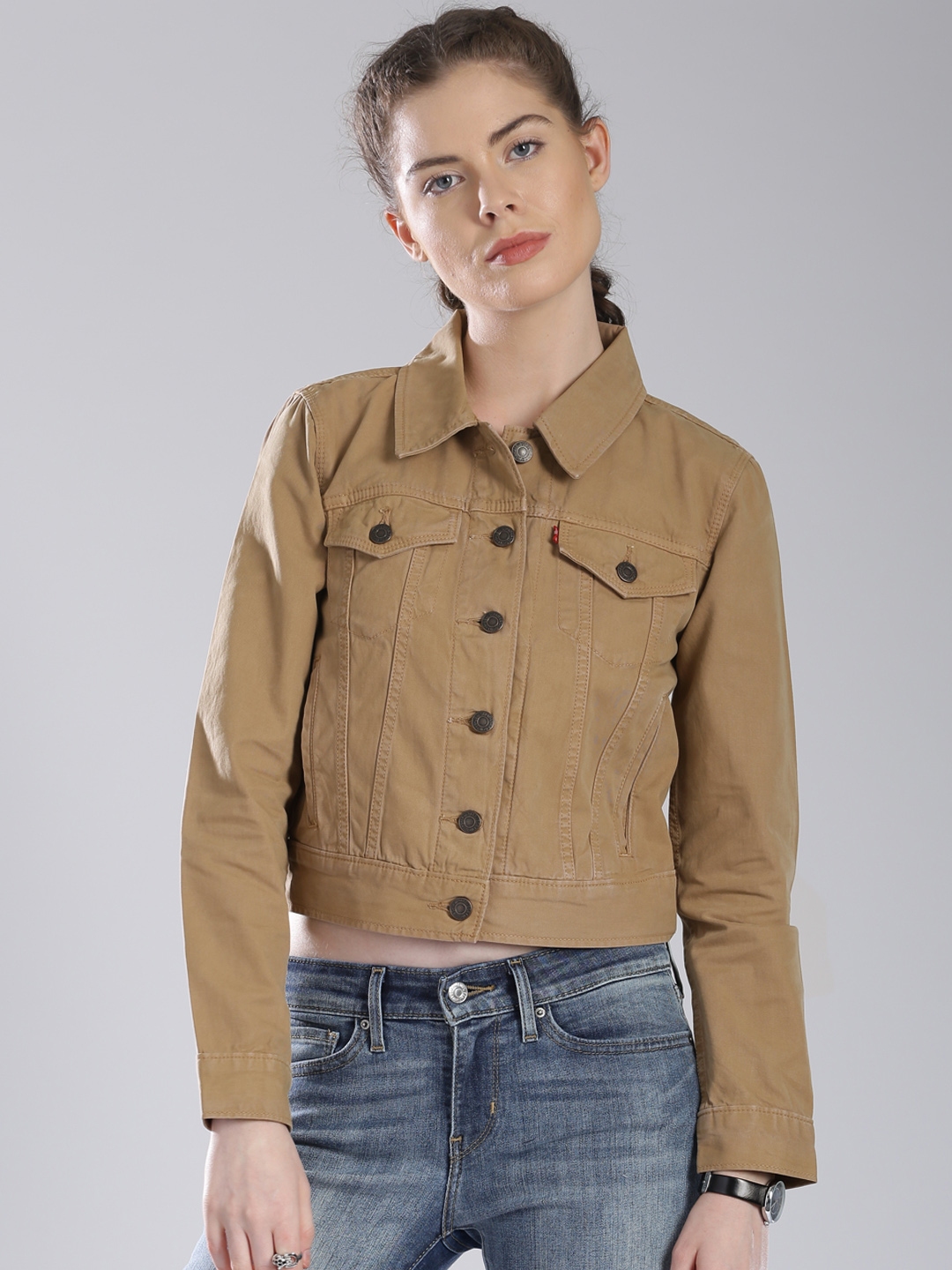 Buy Levi's Beige Denim Jacket - Jackets for Women 1492743 | Myntra