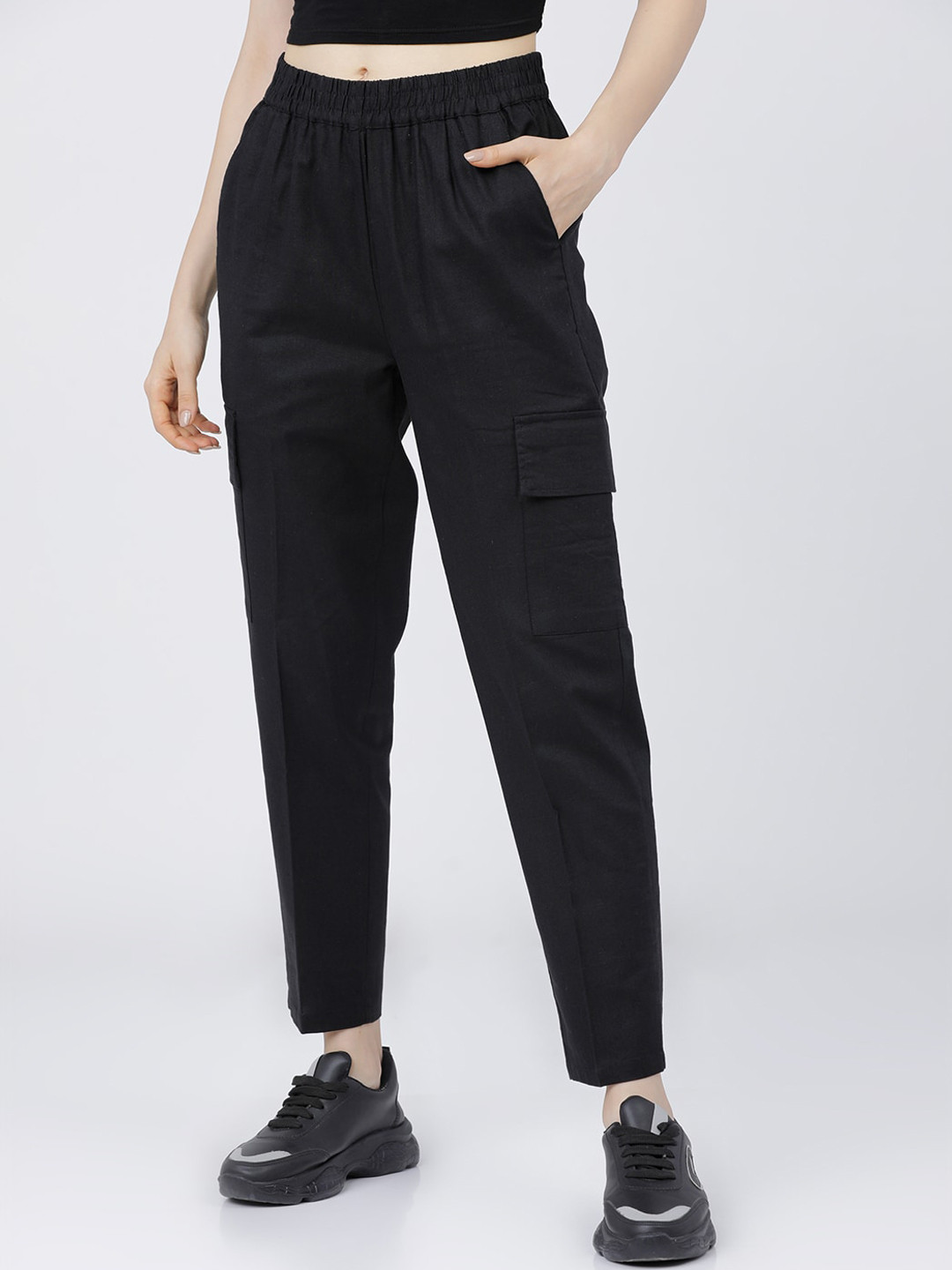 Tokyo Talkies Women Black Joggers Trousers