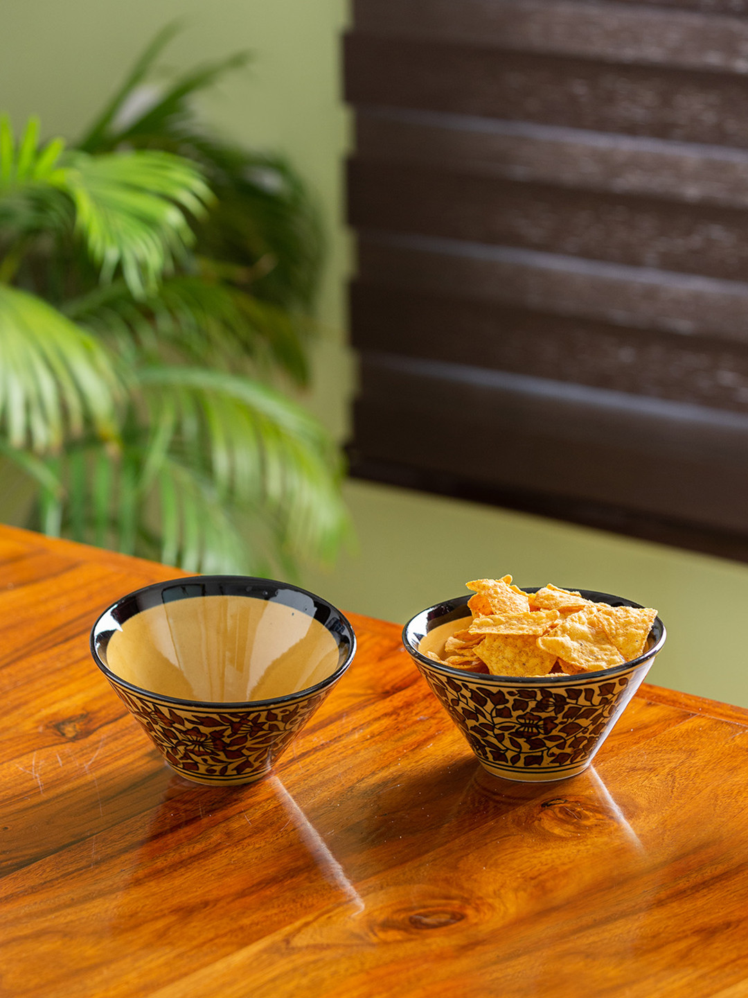 ExclusiveLane Set of 2 Mughal Floral Ceramic Serving Bowls 520 ml