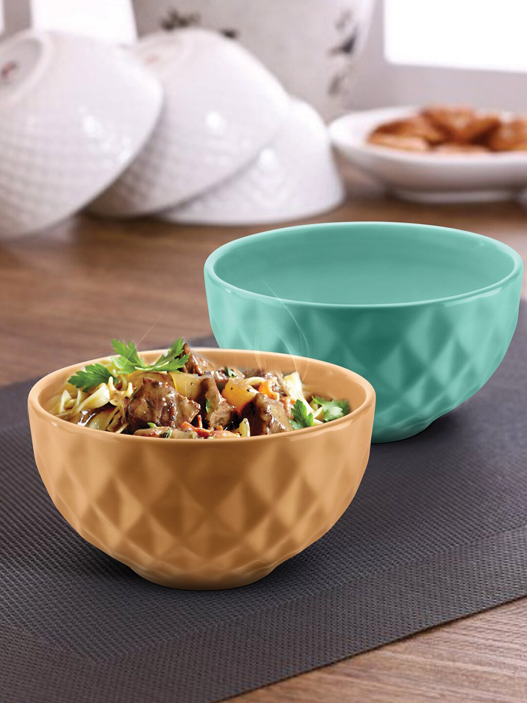 URBAN CHEF Set Of 2 Prism Handcrafted Ceramic Bowls