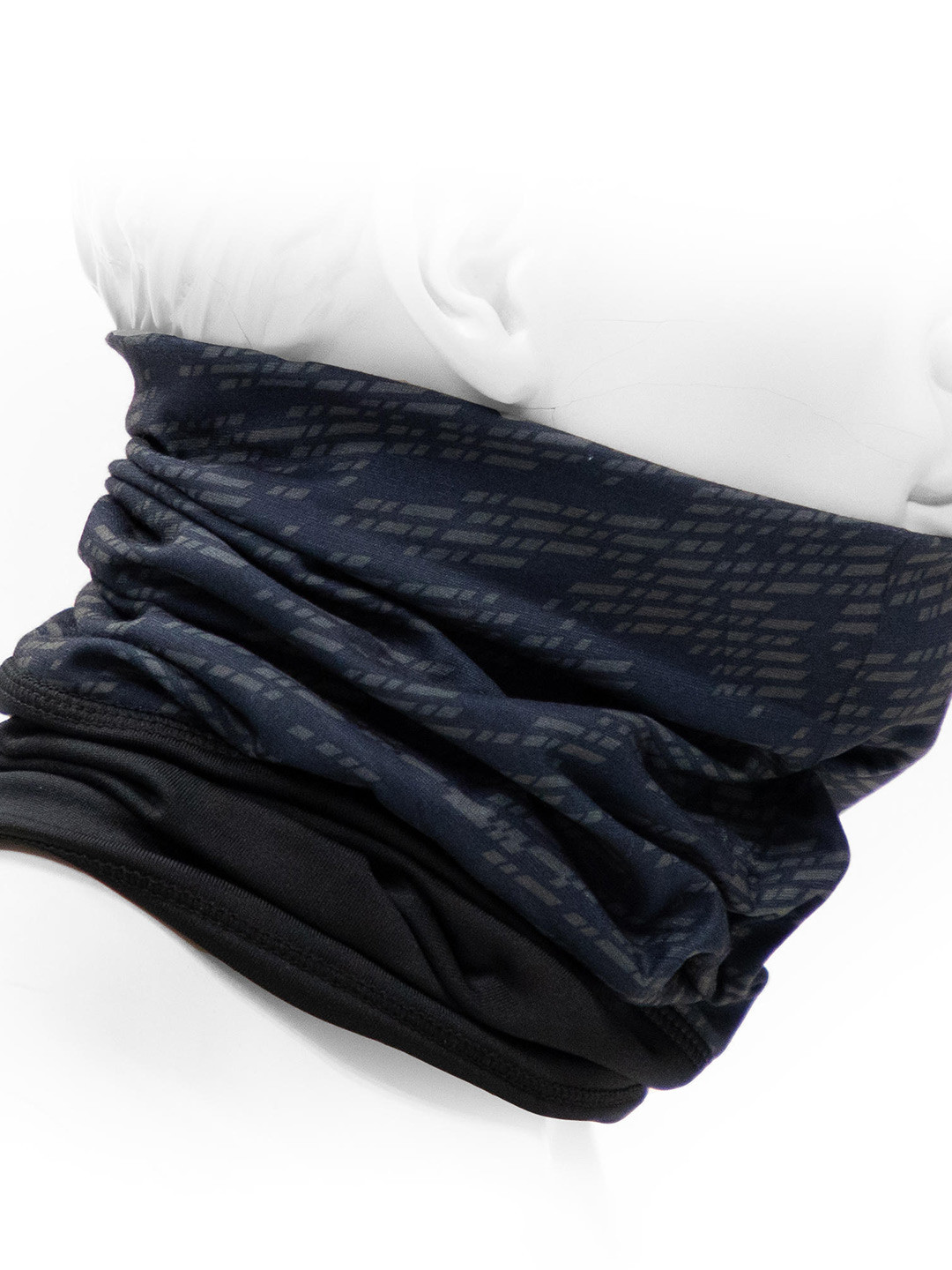 Decathlon  Unisex Black & Navy Blue Printed Cycling Dual Fabric Neck Warmer