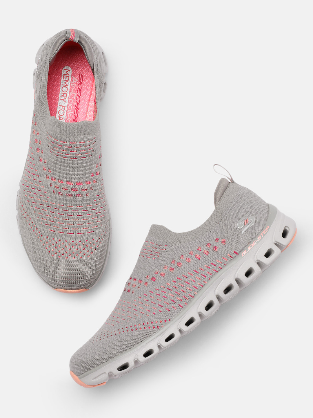 Skechers Women Grey Glide-Step - Oh So Soft Slip-On Sneakers