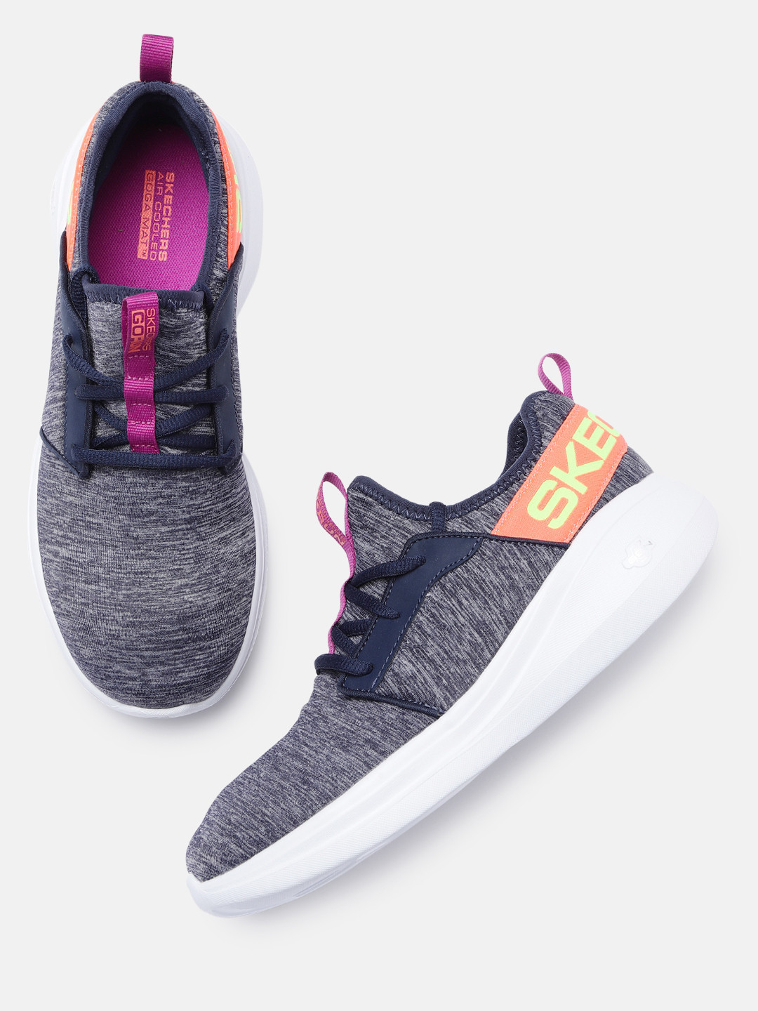 Skechers Women Navy Blue Mesh GO RUN FAST Non-Marking Shoes