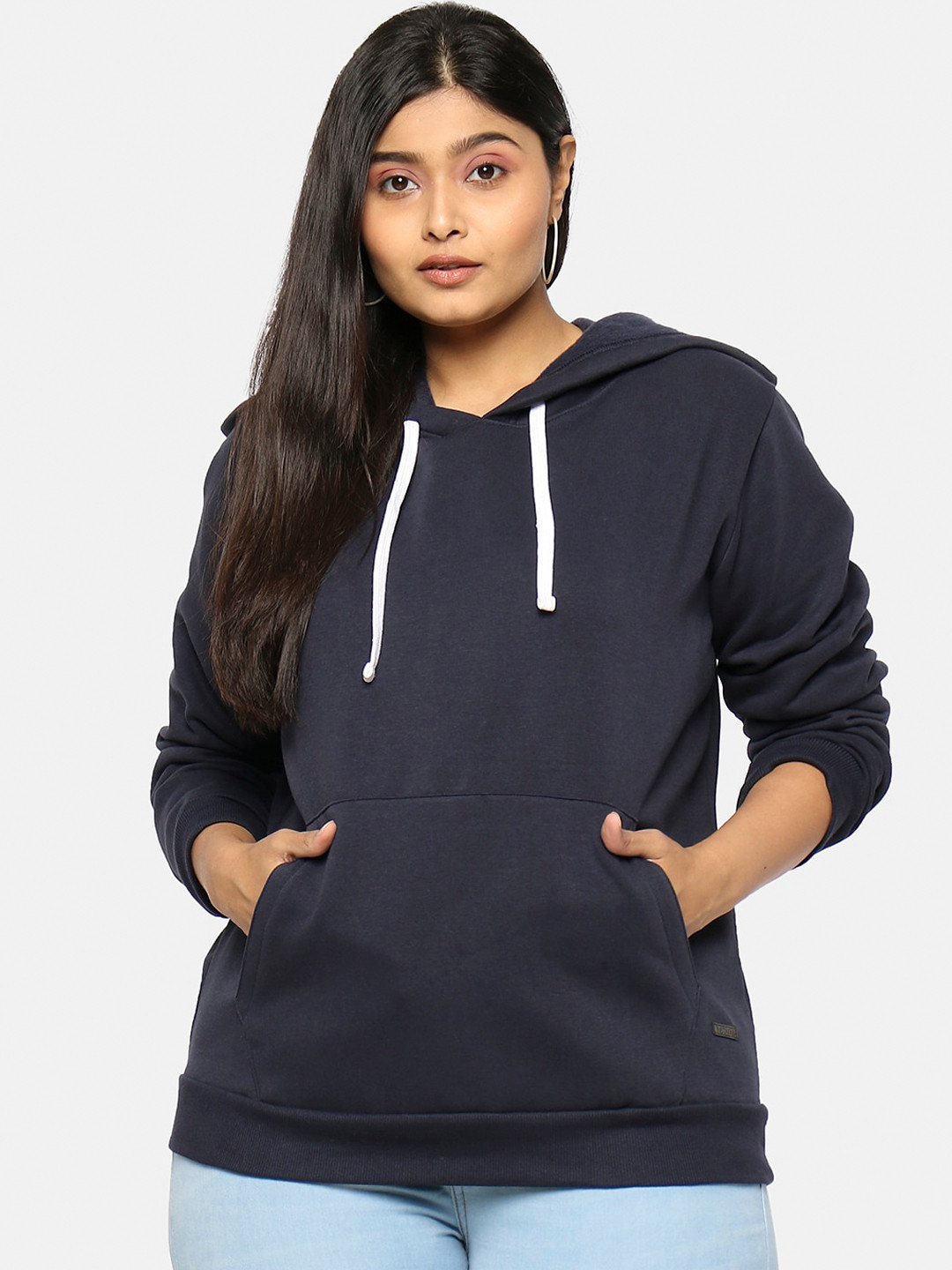 Instafab Plus Women Navy Blue Sweatshirt