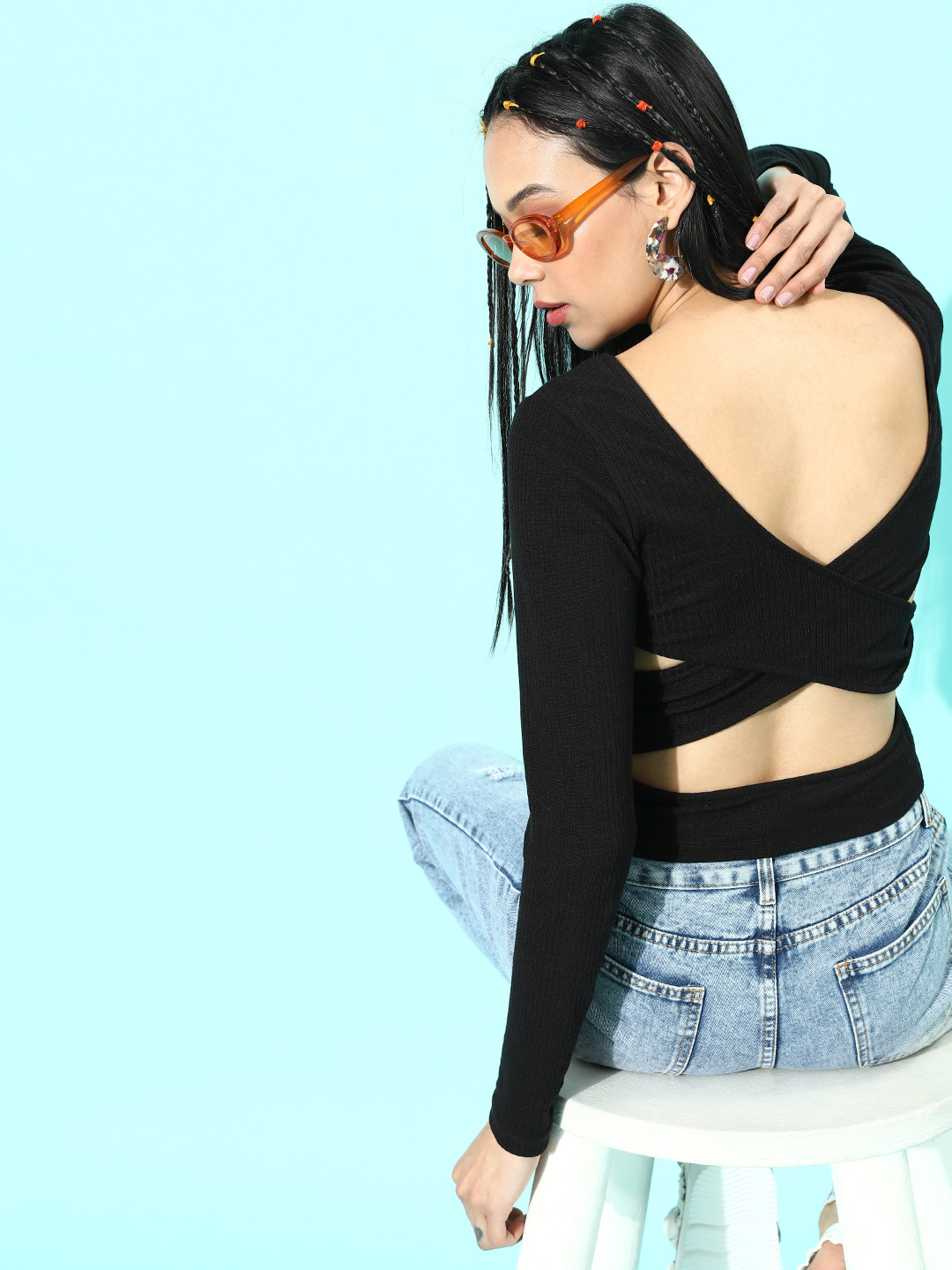 Roadster Women Stylish Black Solid Top
