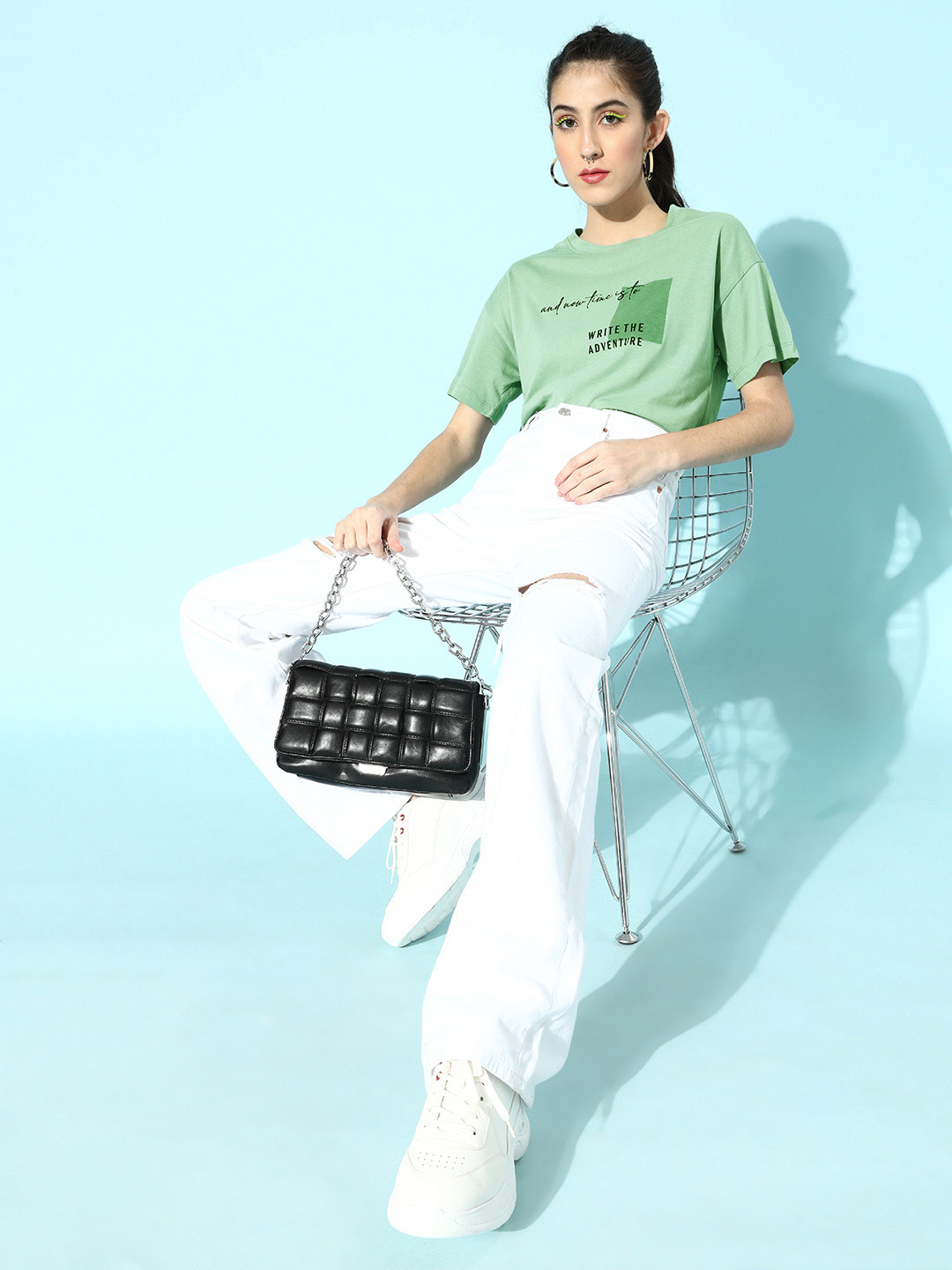 Roadster Women Enchanting Sea Green Typography Talking Tee