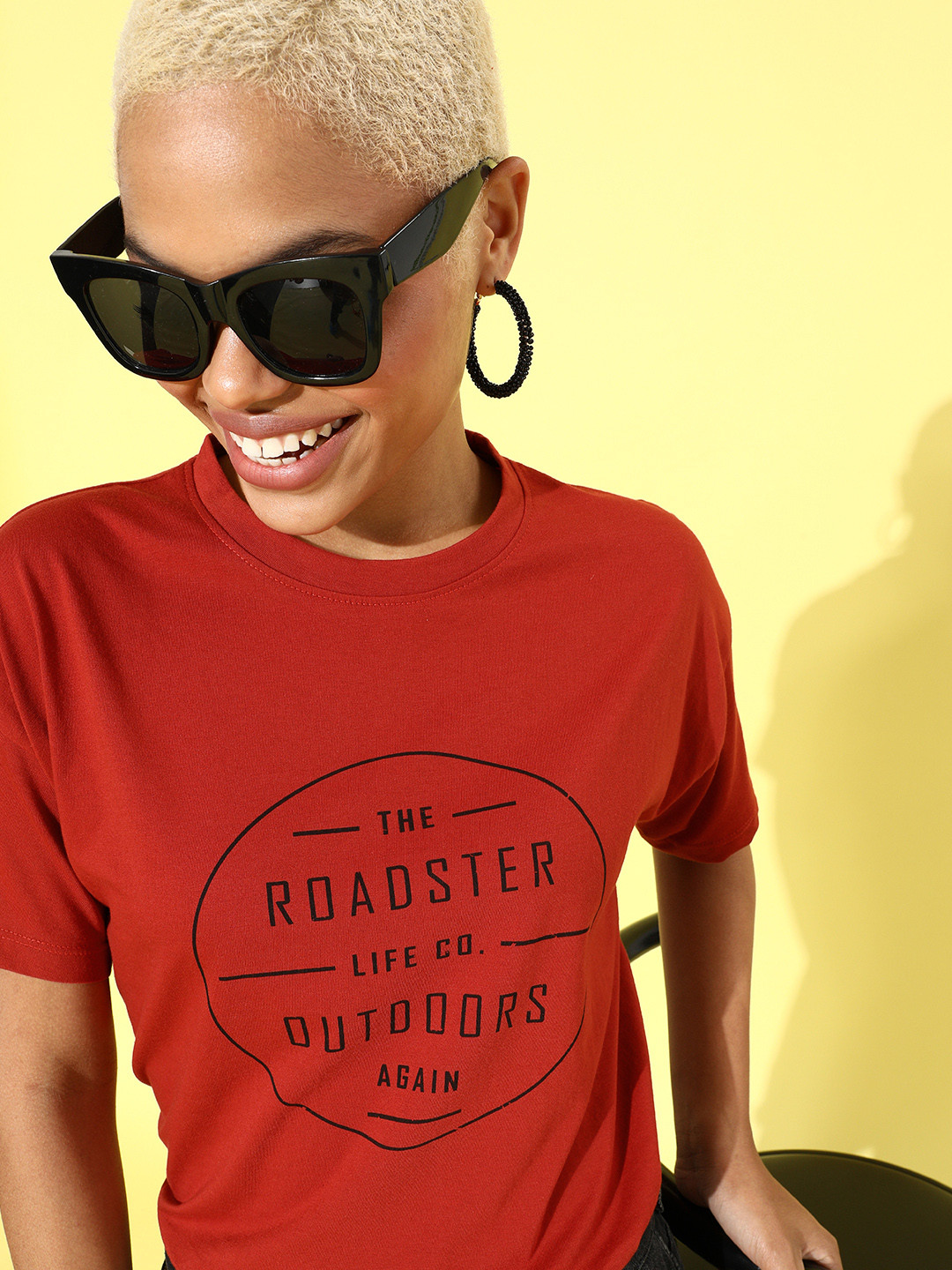 Roadster Women Gorgeous Red Typography Boxy Tshirt