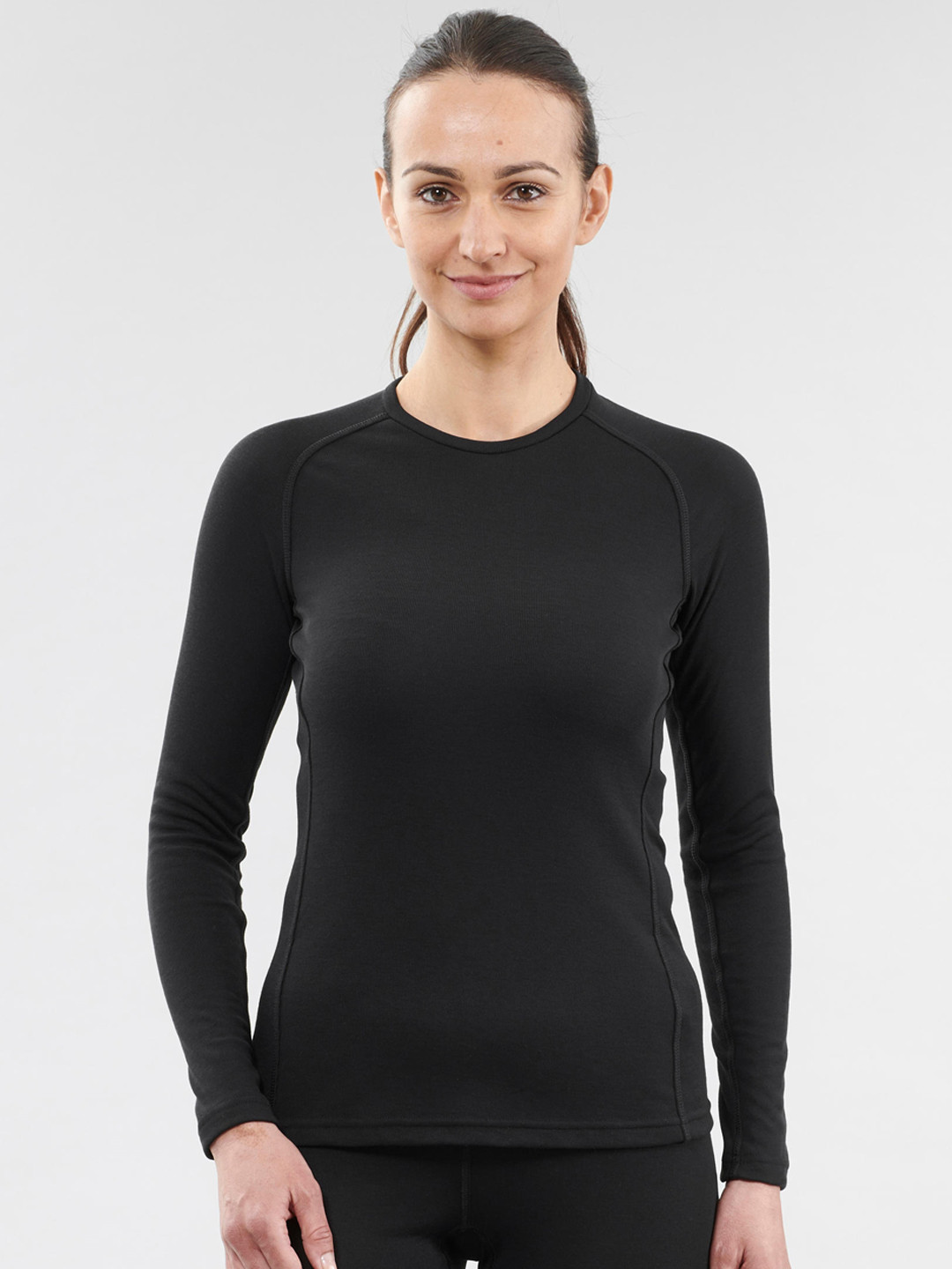 Decathlon WEDZE Women Black Solid Thermal Tops