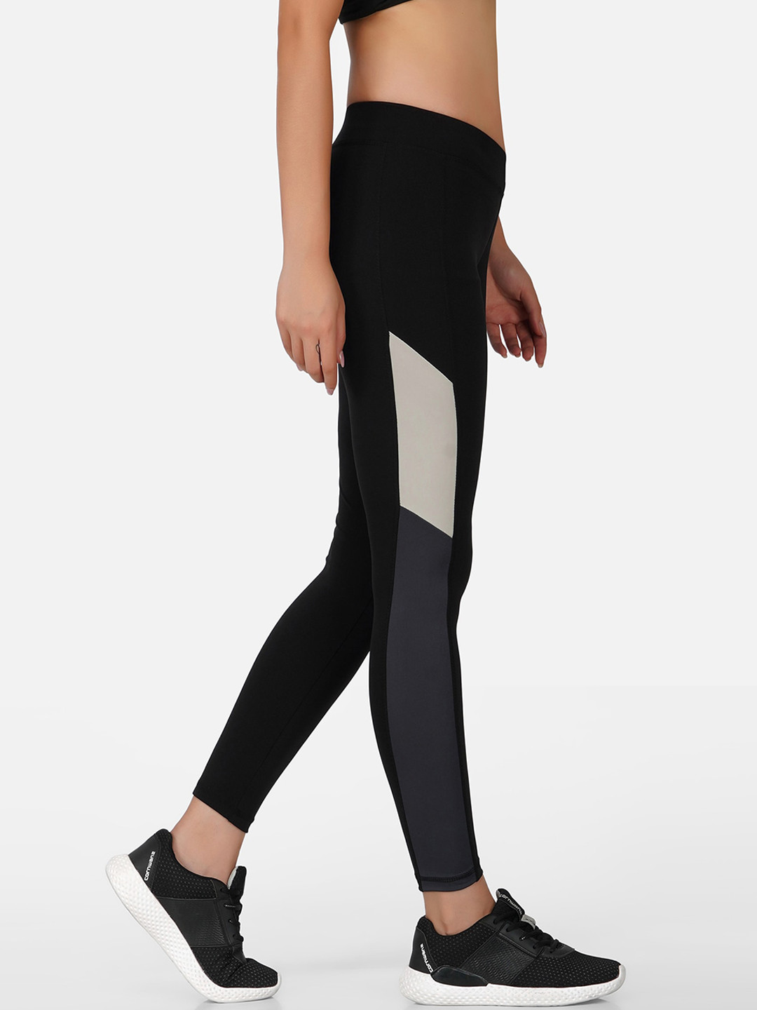 NEU LOOK FASHION Women Black & Grey Solid Gym Tights