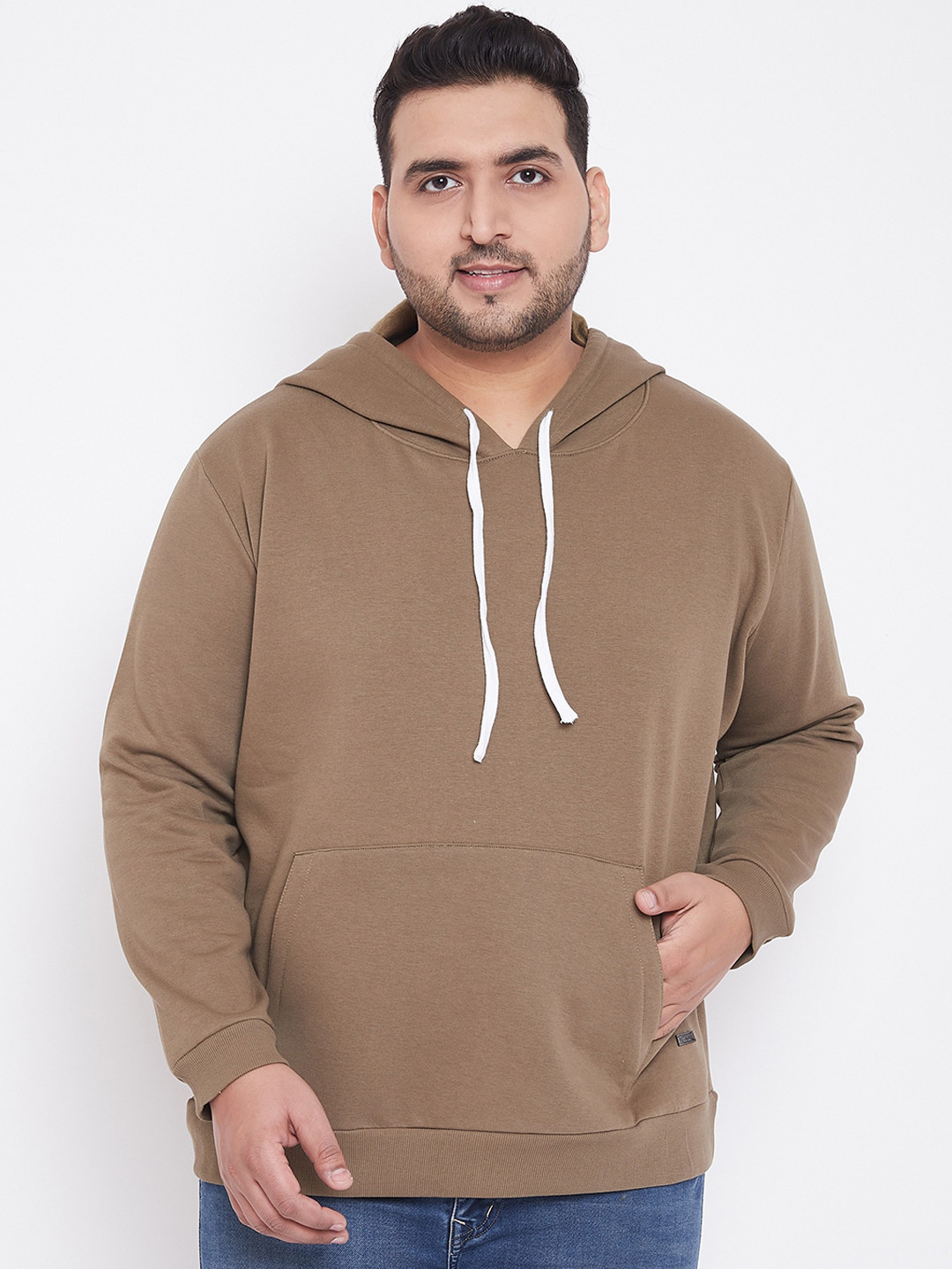 Instafab Plus Men Camel Brown Solid Sweatshirt