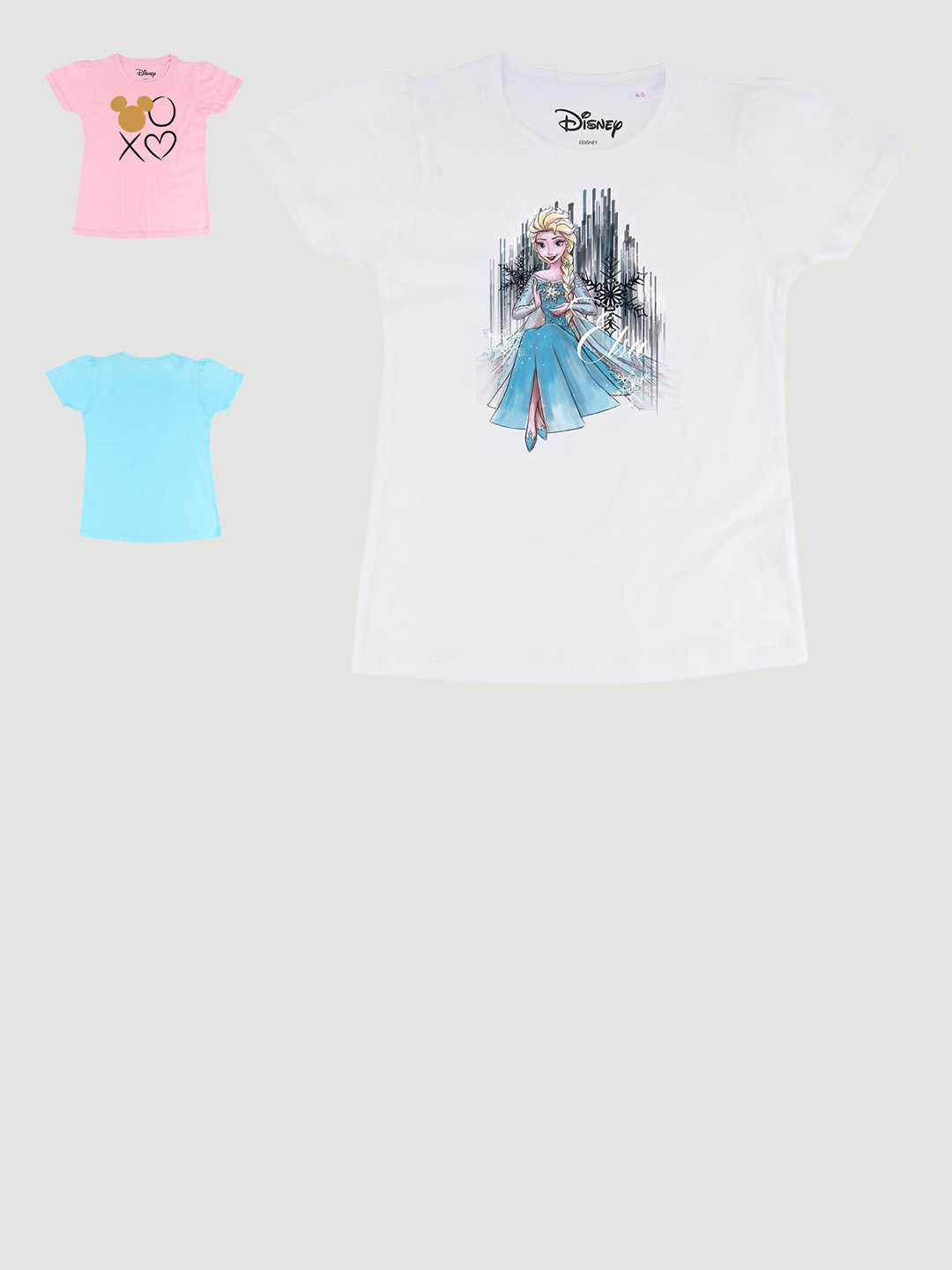 Disney by Wear Your Mind Girls Pink Pack of 3 Puff Sleeve Regular Top