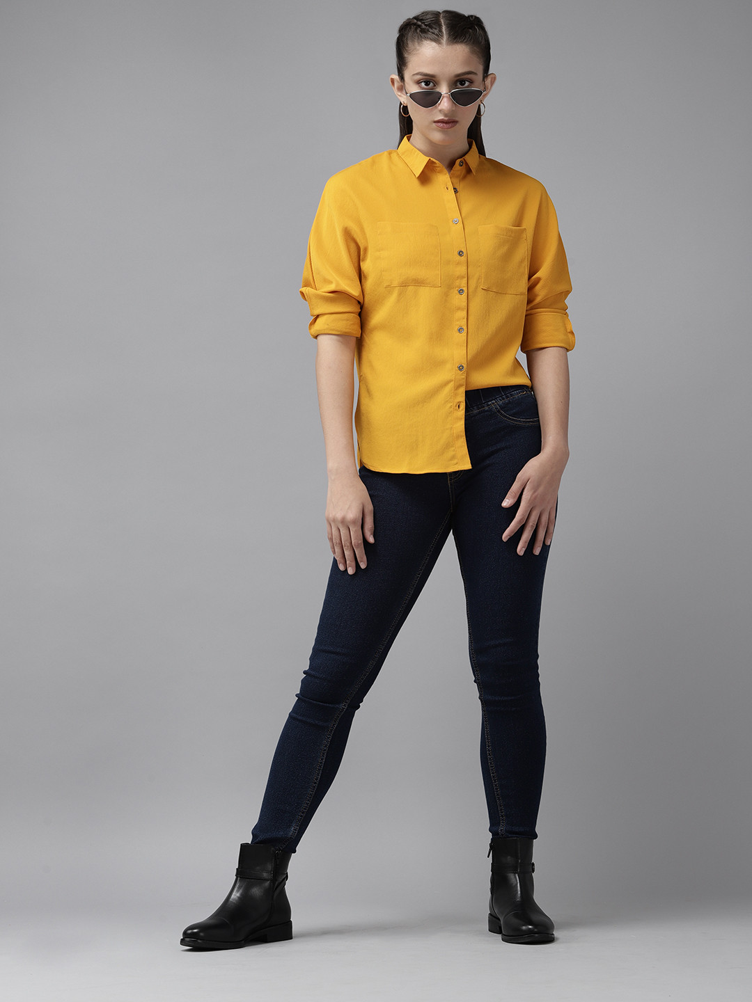 UTH by Roadster Girls Navy Blue Solid Denim Jeggings