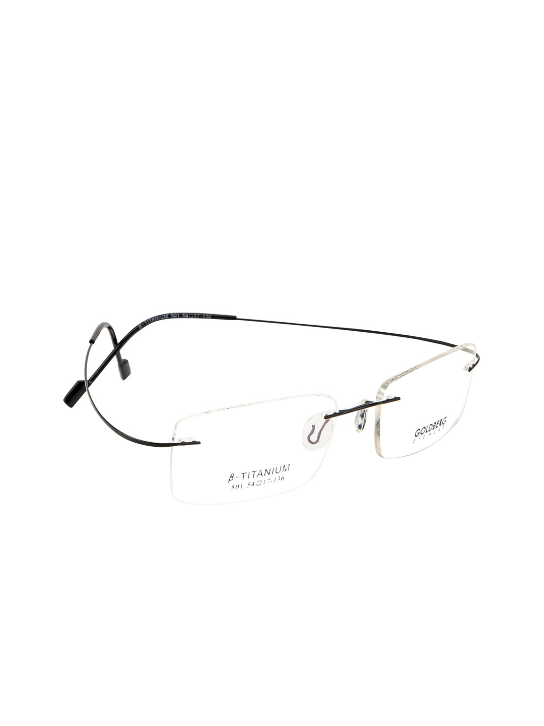 Gold Berg Unisex Black & Transparent Rimless Rectangle Frames