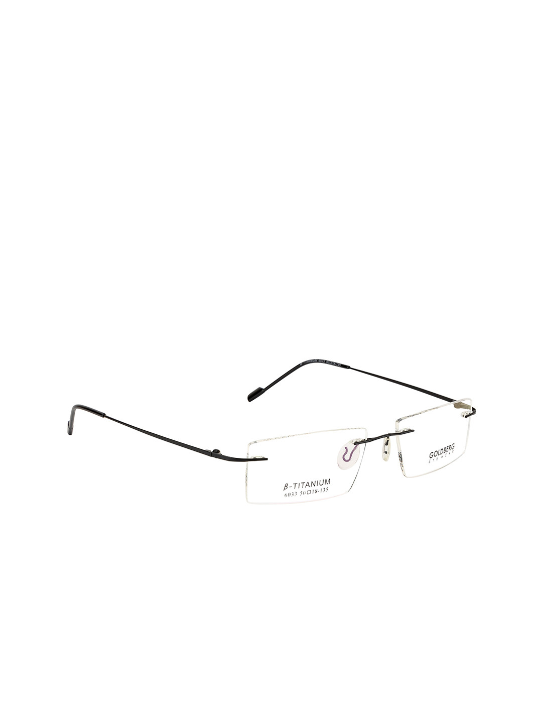 Gold Berg Unisex Black & Transparent Rimless Rectangle Frames
