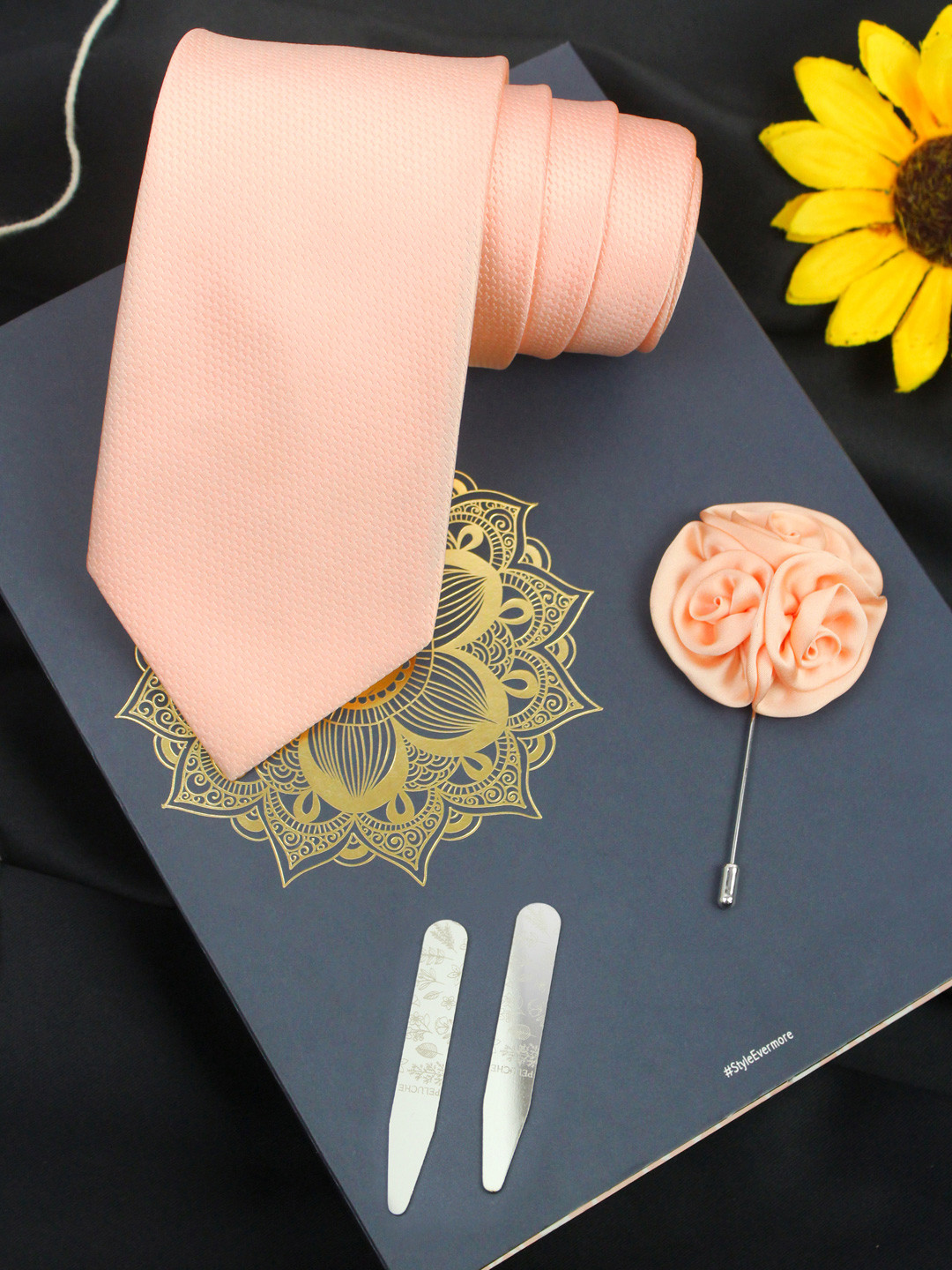 PELUCHE Men Peach-Coloured Broad Tie