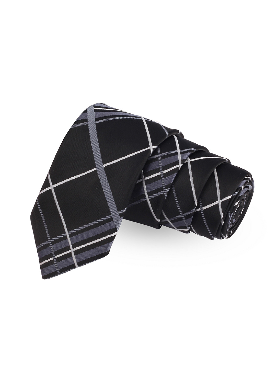 PELUCHE Grey & Black Checked Broad Tie Gift Box
