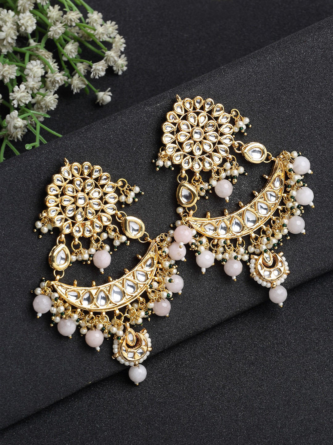 Ruby Raang Woman Gold-Toned Contemporary Chandbalis Earrings