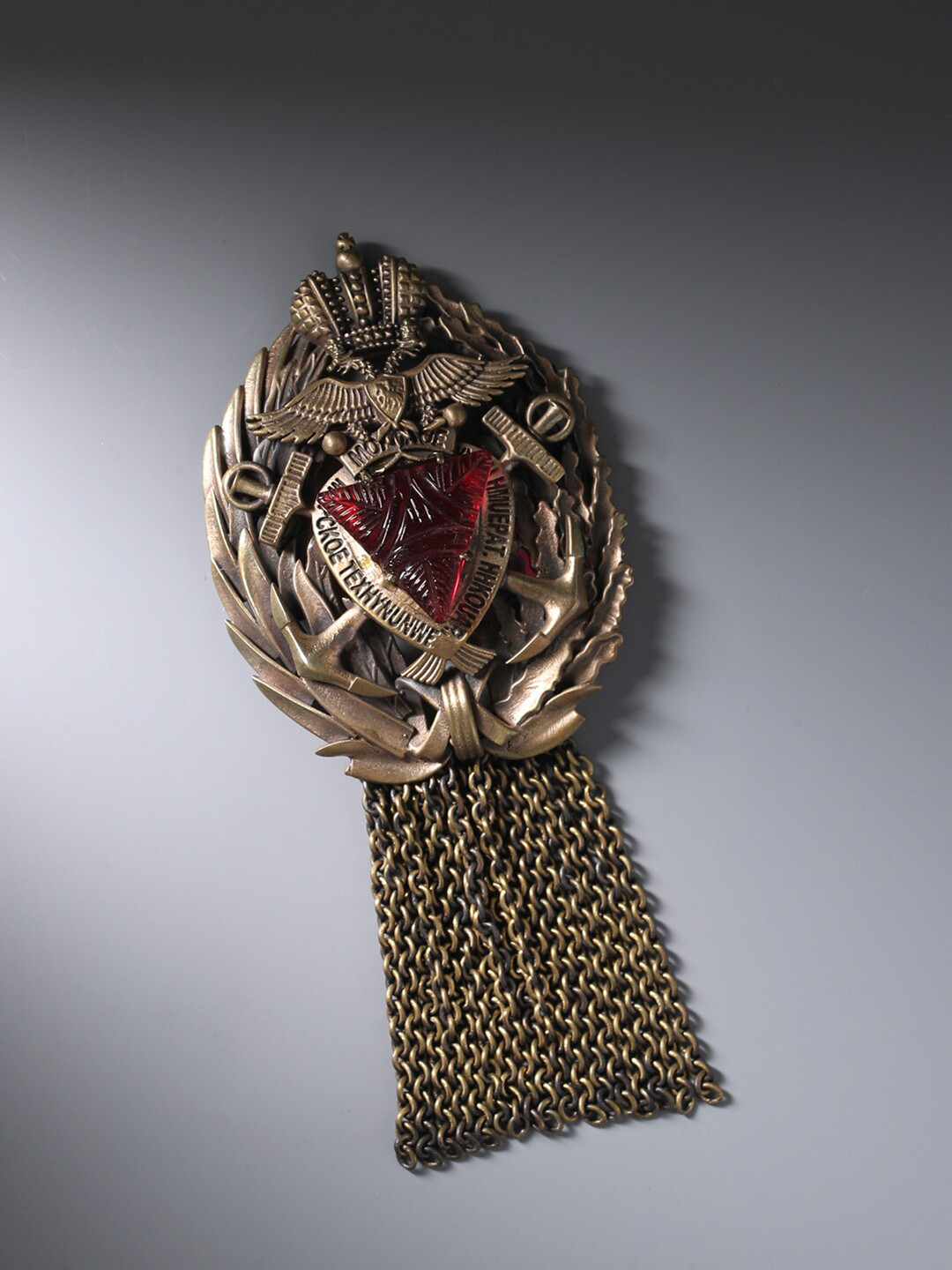 COSA NOSTRAA Men Metallic-Toned & Red Glass-Stone Embellished The Musahi Brooch