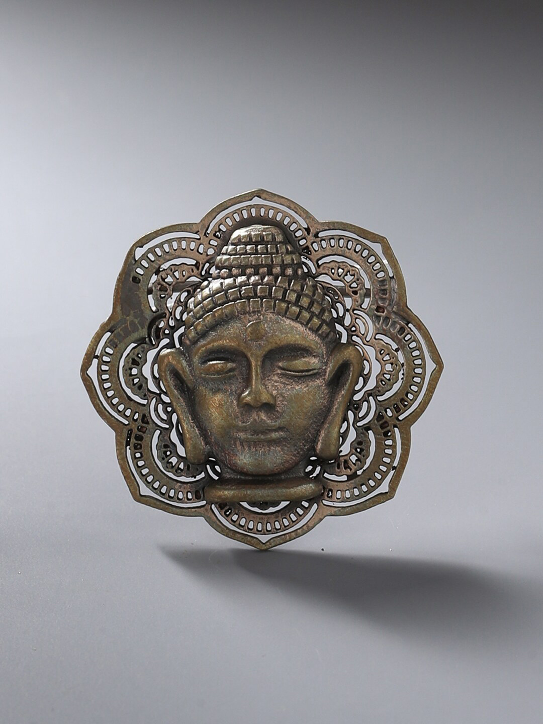 COSA NOSTRAA Men Antique Gold-Toned The Dhyana Buddha Brooch