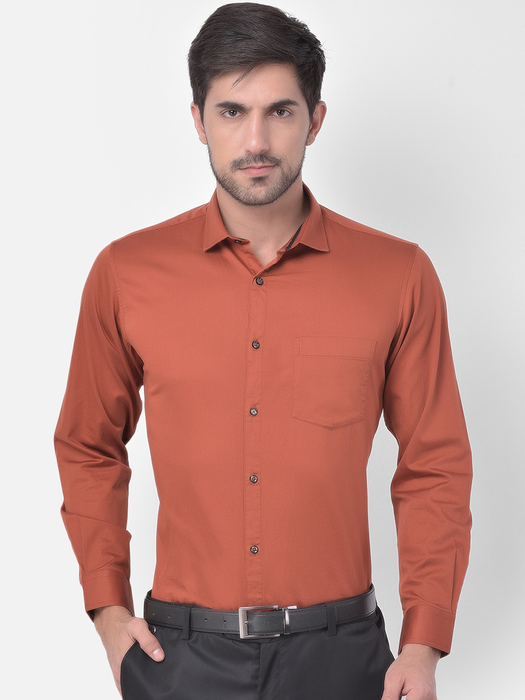 Canary London Men Rust Smart Slim Fit Formal Shirt