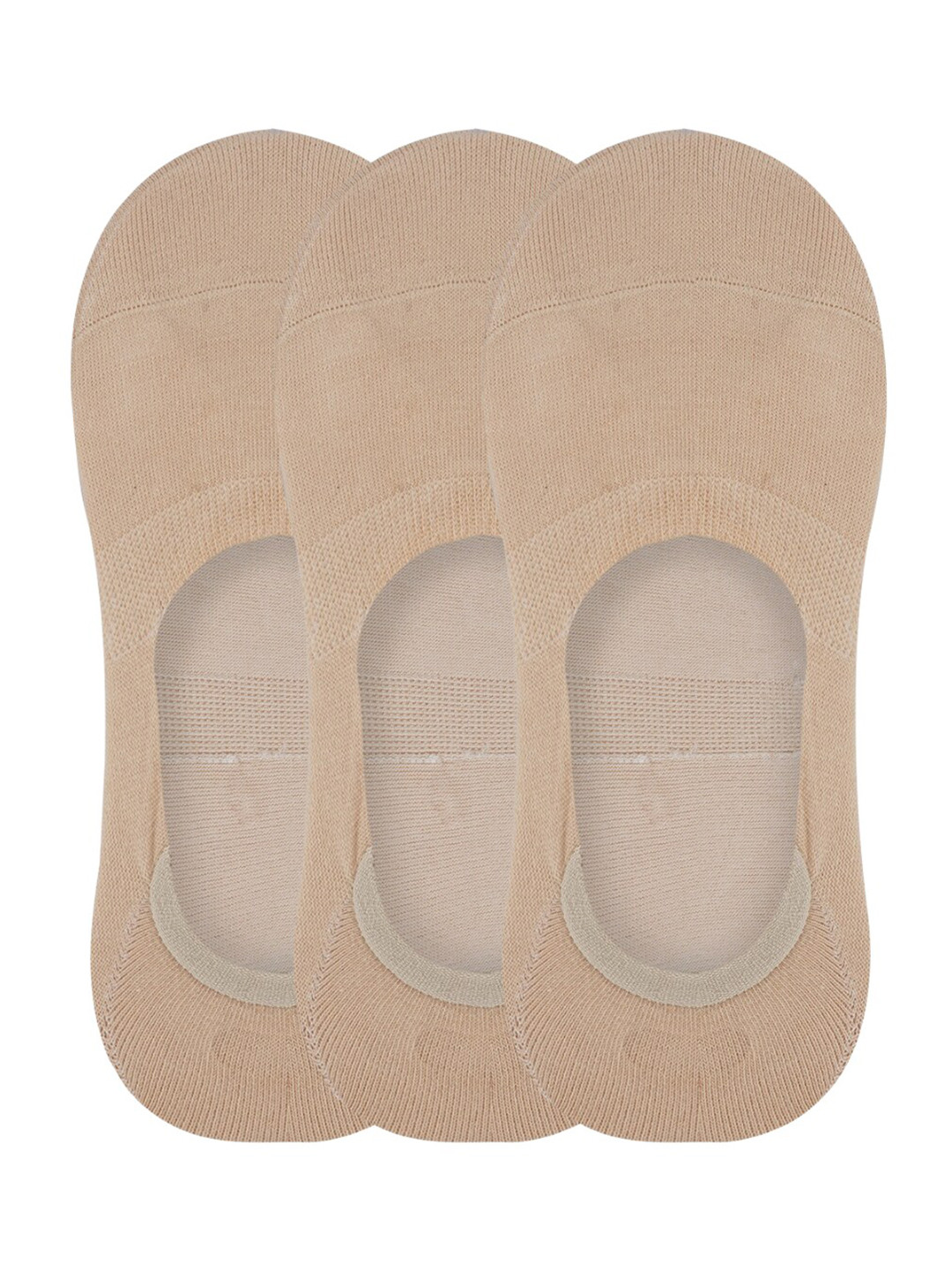 N2S NEXT2SKIN Women Pack Of 3 Beige Solid No Show Invisible Shoe Liners