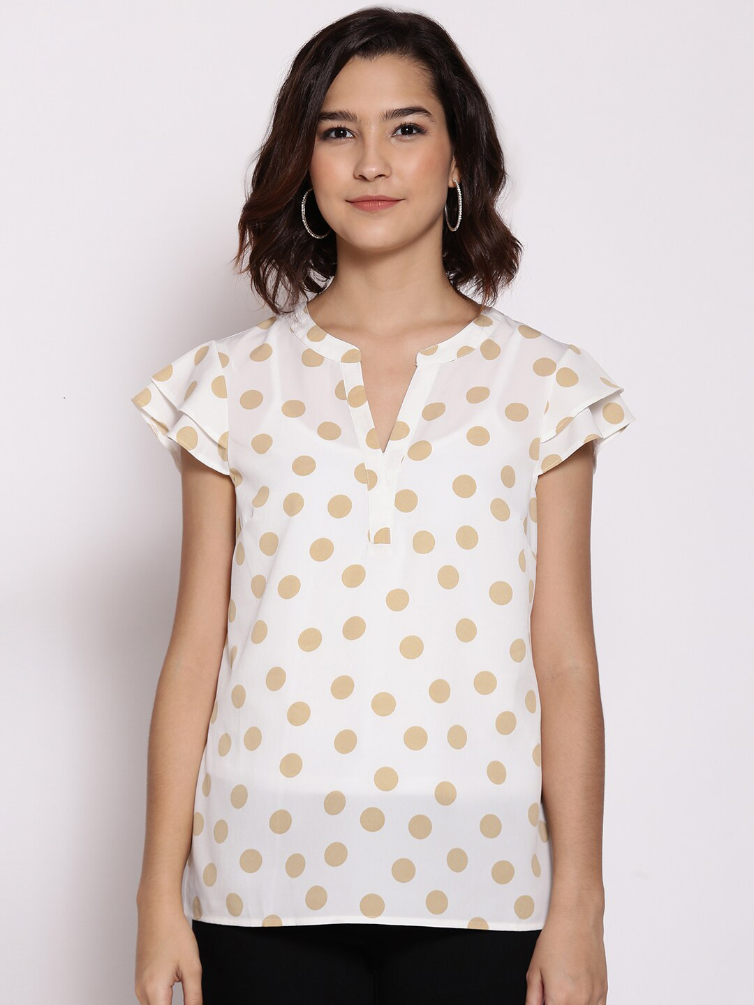 Oxolloxo White Mandarin Collar Regular Top