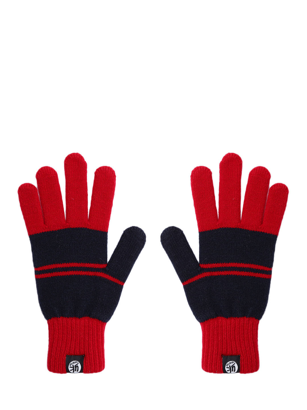 YK Kids Red & Navy Striped Hand Gloves