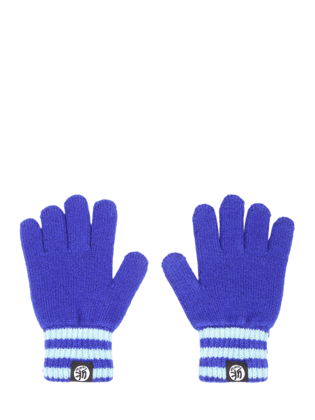 YK Kids Blue Solid Hand Gloves with Striped Detail