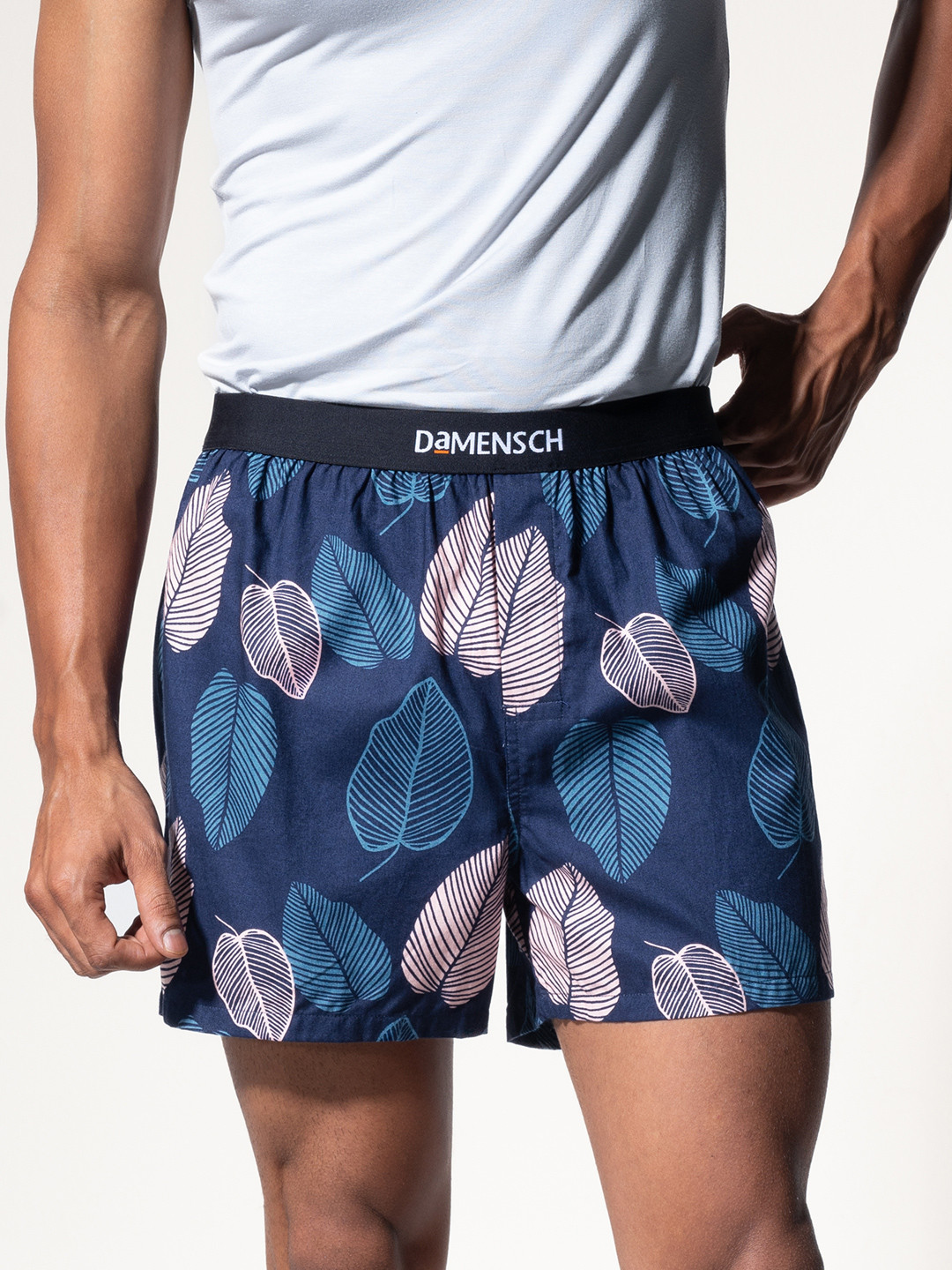DAMENSCH Breeeze Men Blue & Pink Printed Pure Cotton Ultra-Light Boxers DAM-PRIN-SBX-RIB
