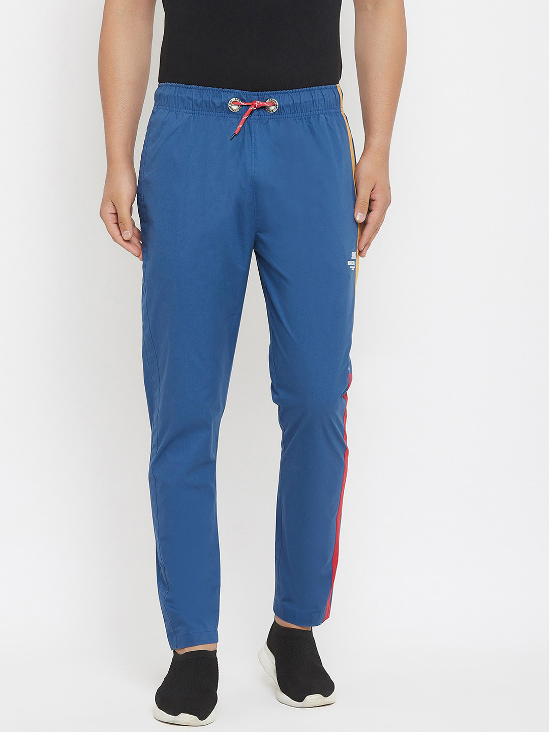 Spirit Men Blue Solid Pure Cotton Track Pants