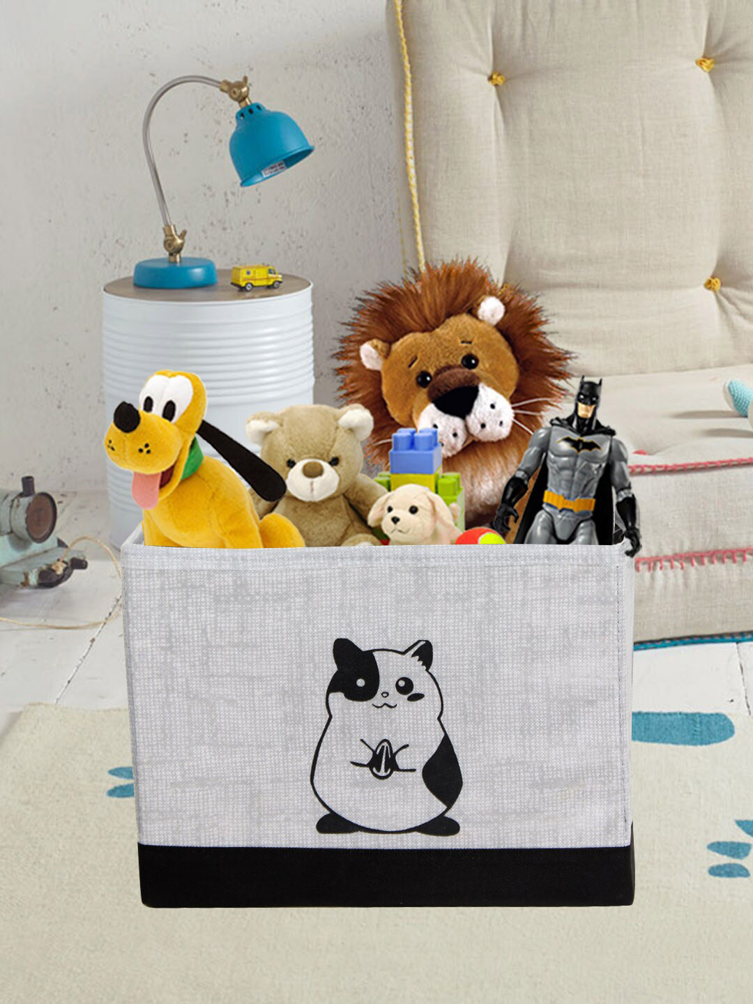 prettykrafts Grey & Black Printed Multi-Utility Storage Organizers