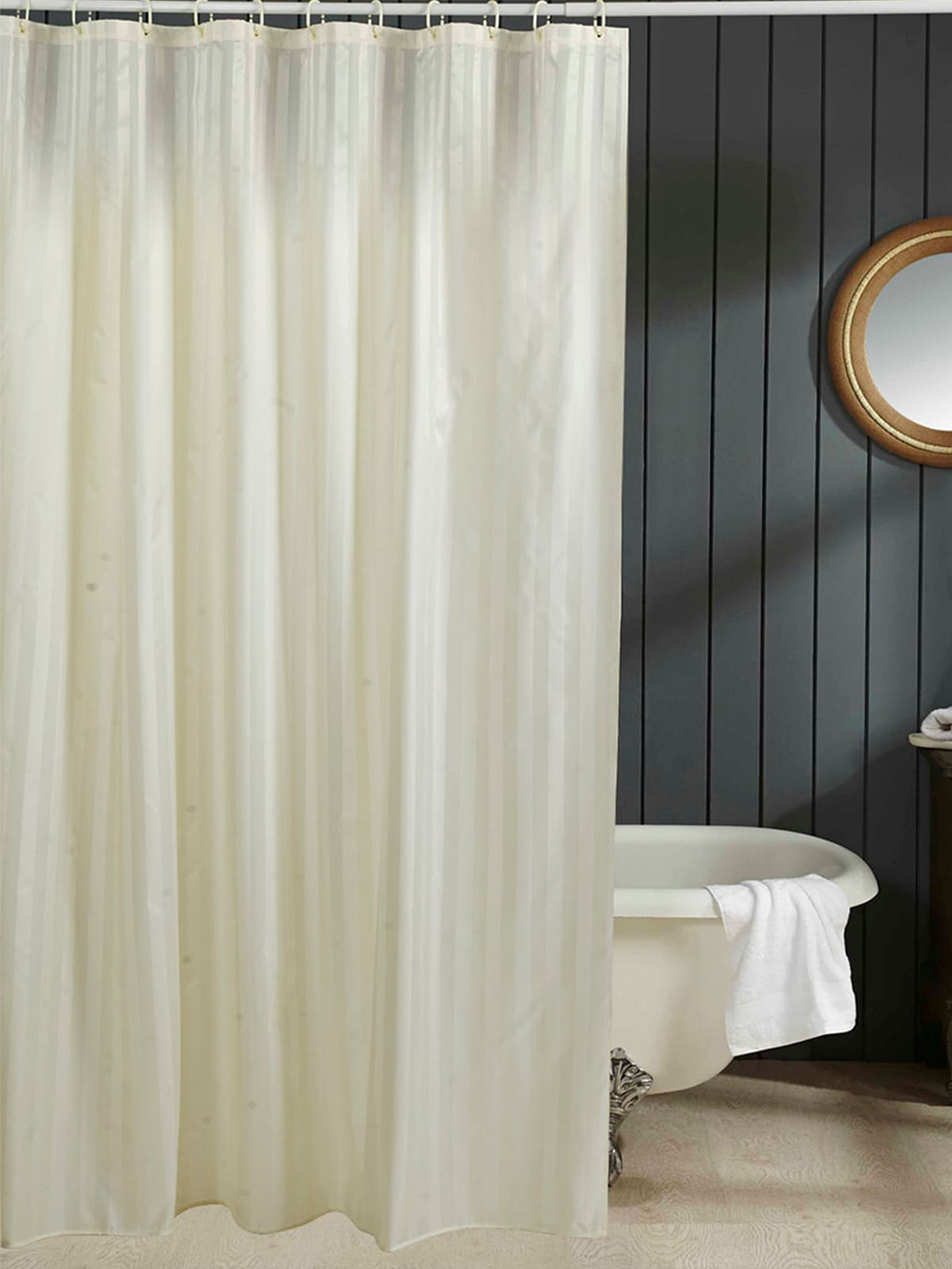 OBSESSIONS White Striped Shower Curtain