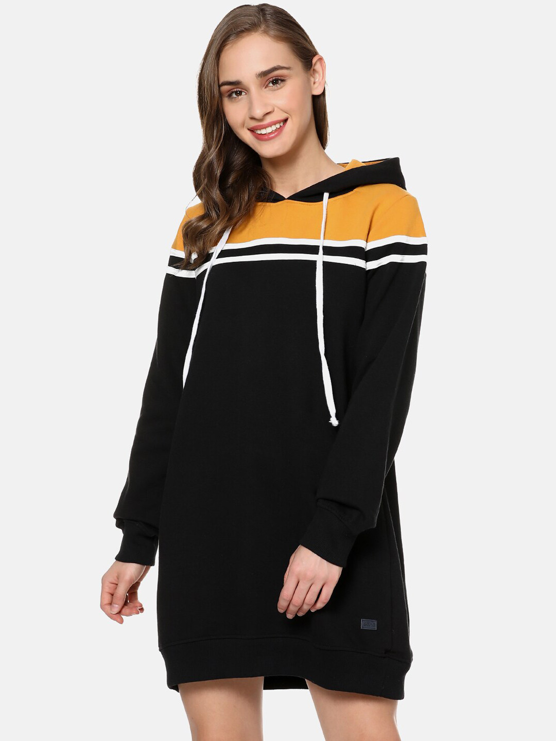 Campus Sutra Black Colourblocked Jumper Dress
